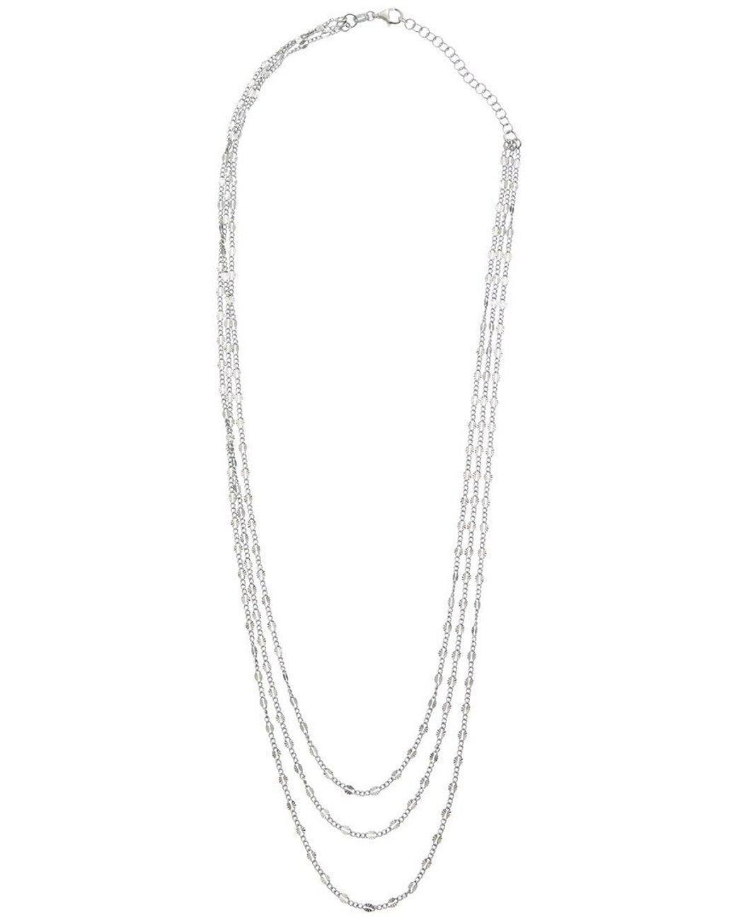 Italian Gold Over Silver White 18K Plated Multi Strand Necklace