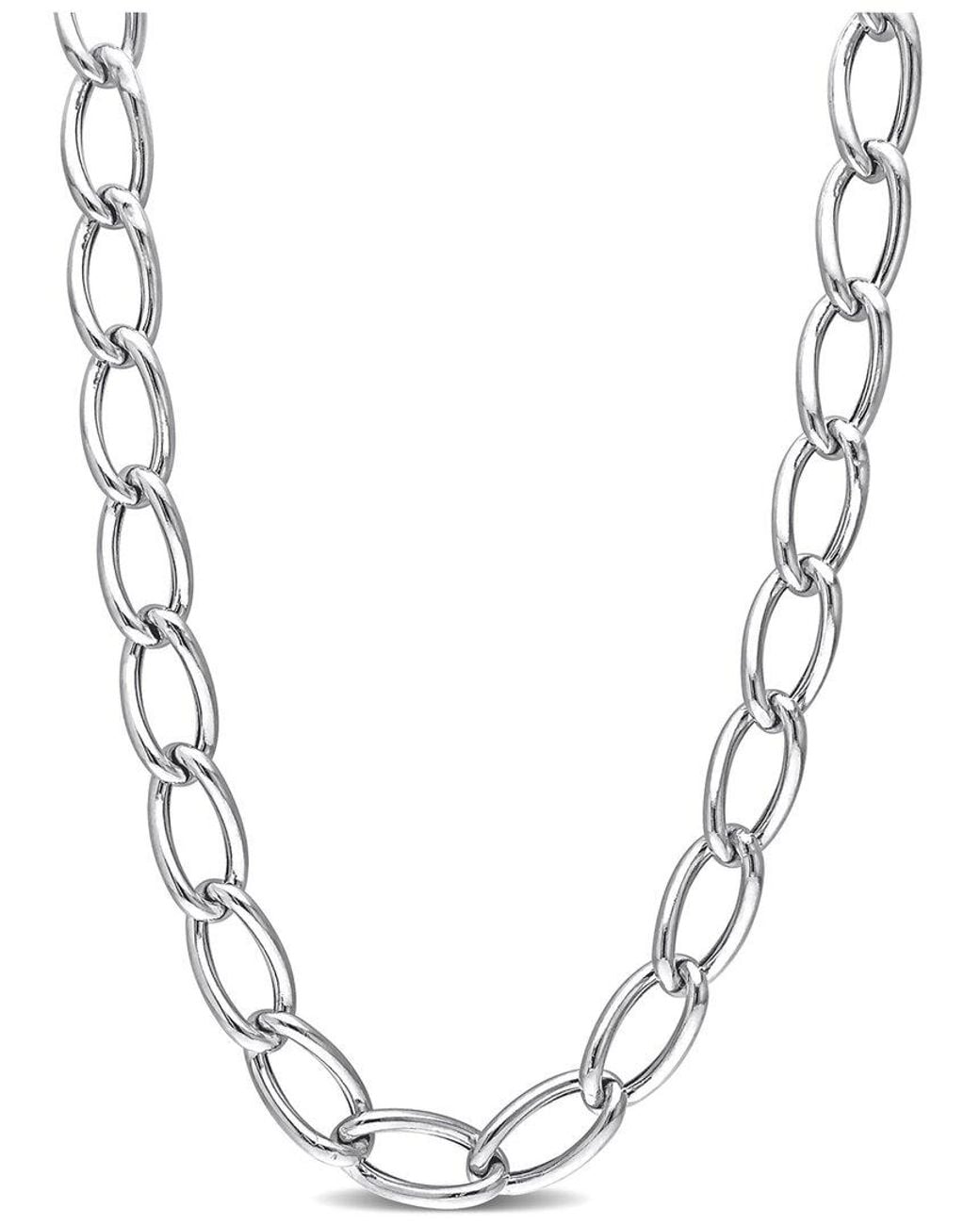 Italian Silver Metallic Hollow Link Chain Necklace