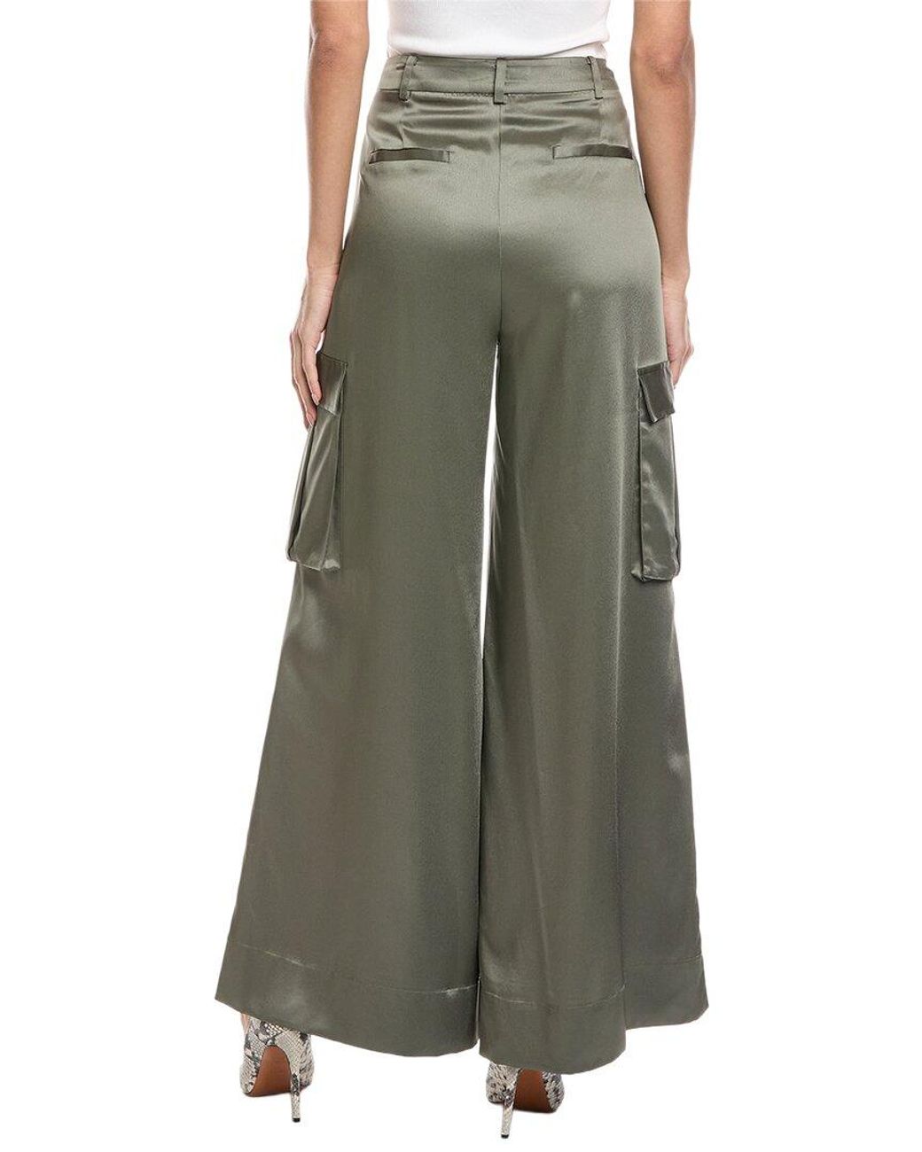 Toccin Green Maia Silky Satin Cargo Pant
