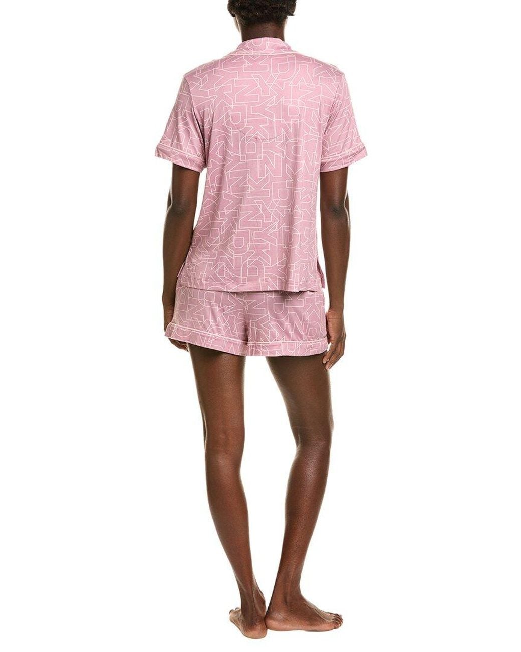 DKNY Pink 2Pc Short Sleeve Top & Boxer Sleep Set