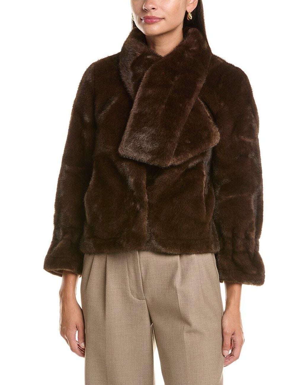 La Fiorentina Brown Plush Faux Fur Jacket