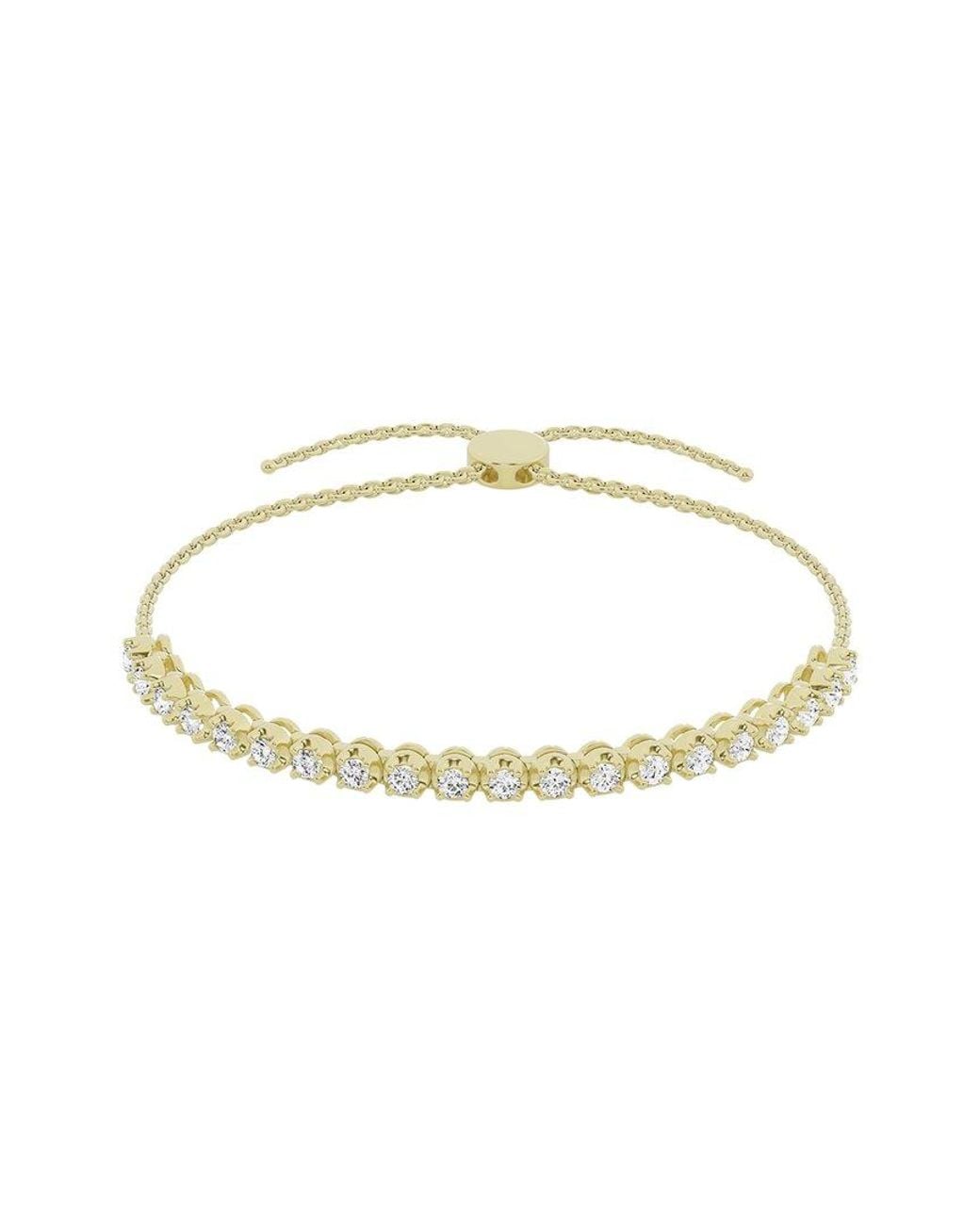 Lab Grown Diamonds Metallic 14K 1.00 Ct. Tw. Lab Grown Diamond Tennis Bolo Bracelet