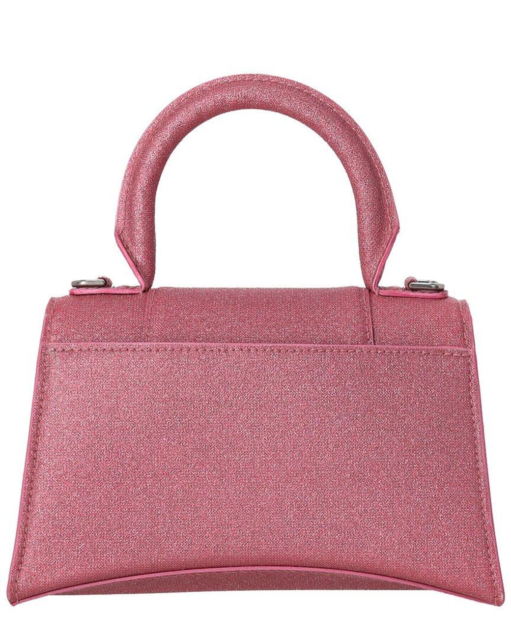 Balenciaga Pink Rose Glitter Hourglass Xs Top Handle Bag (Authentic Pre-Loved)
