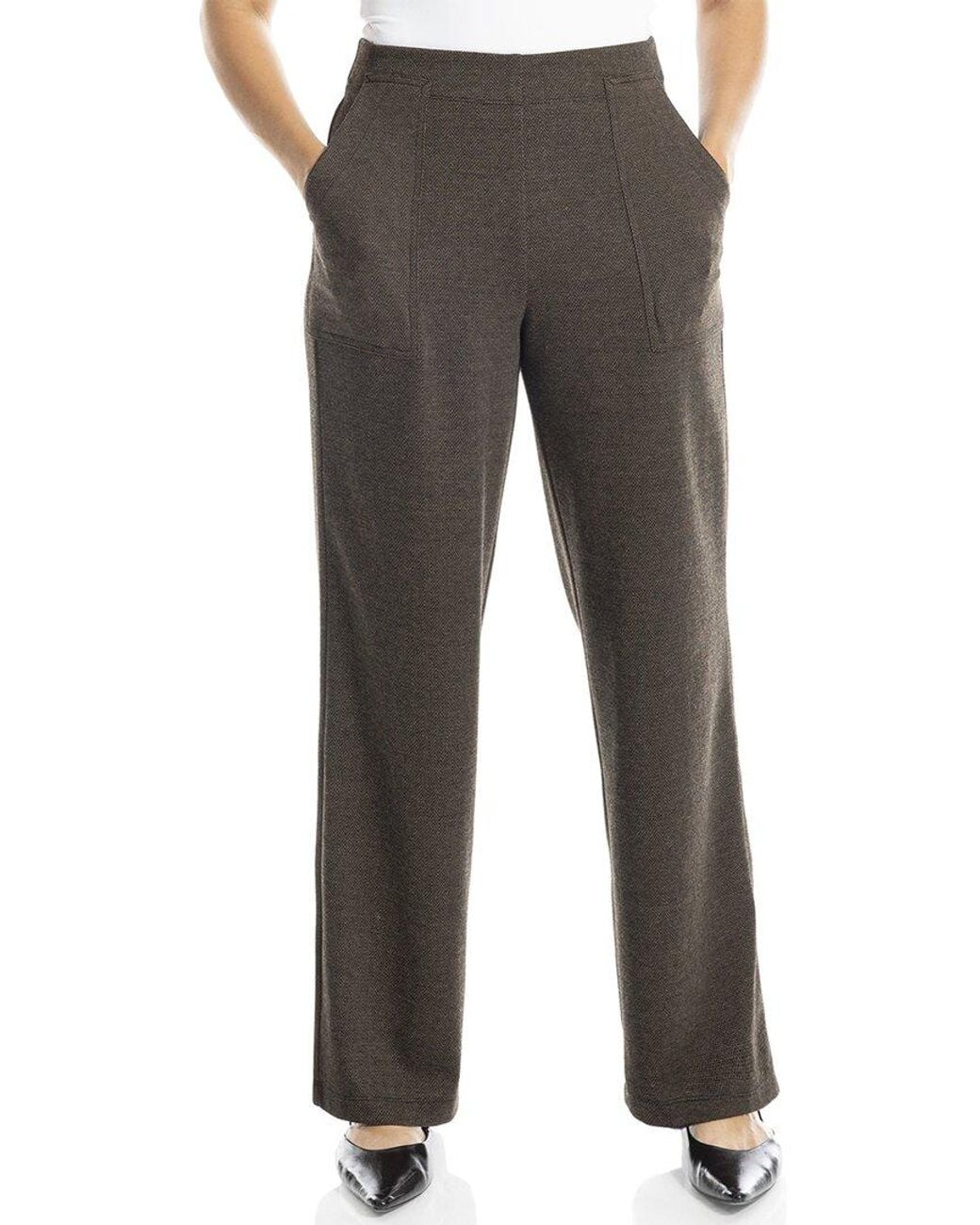Max Studio Gray Double Knit Easy Wide Leg Pant