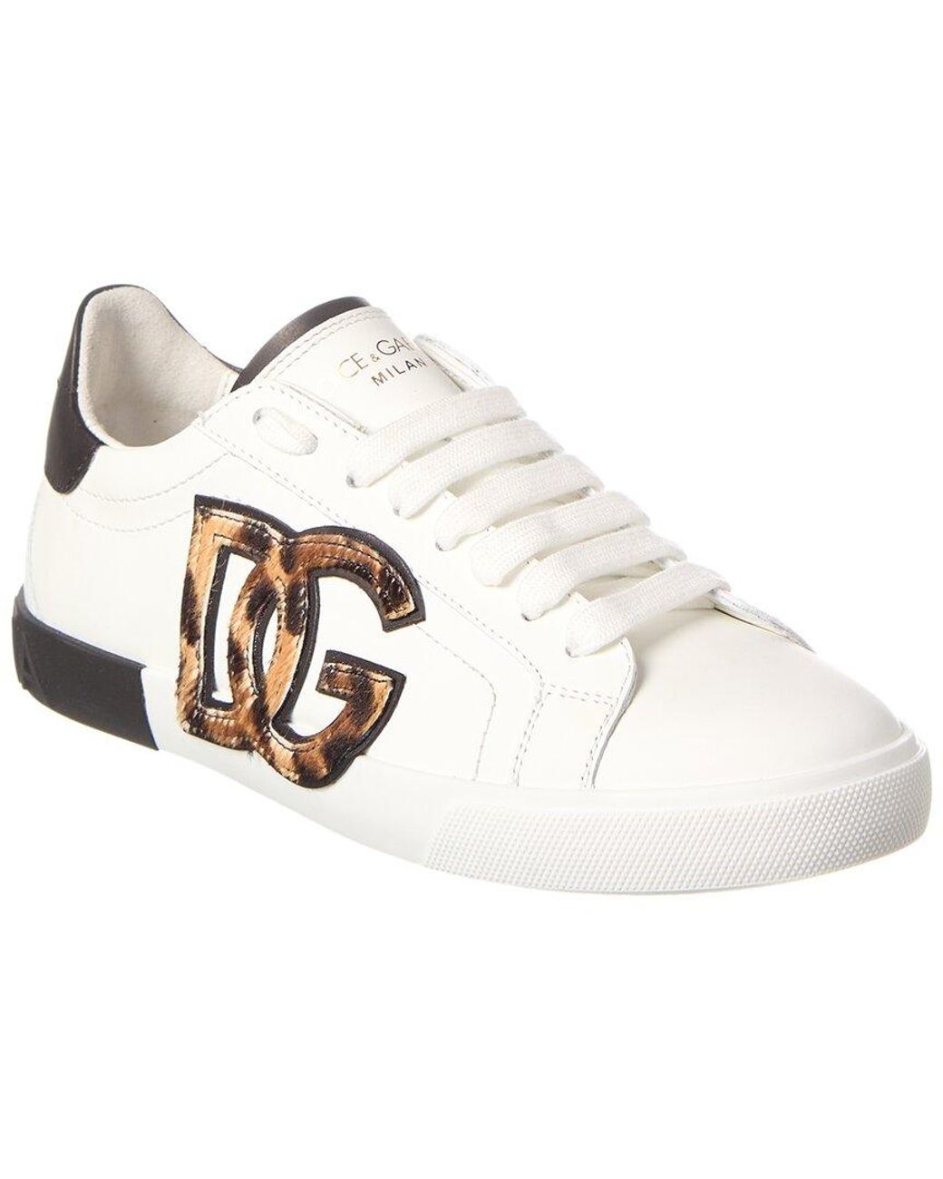Dolce & Gabbana White Logo Patch Leather Sneaker for men