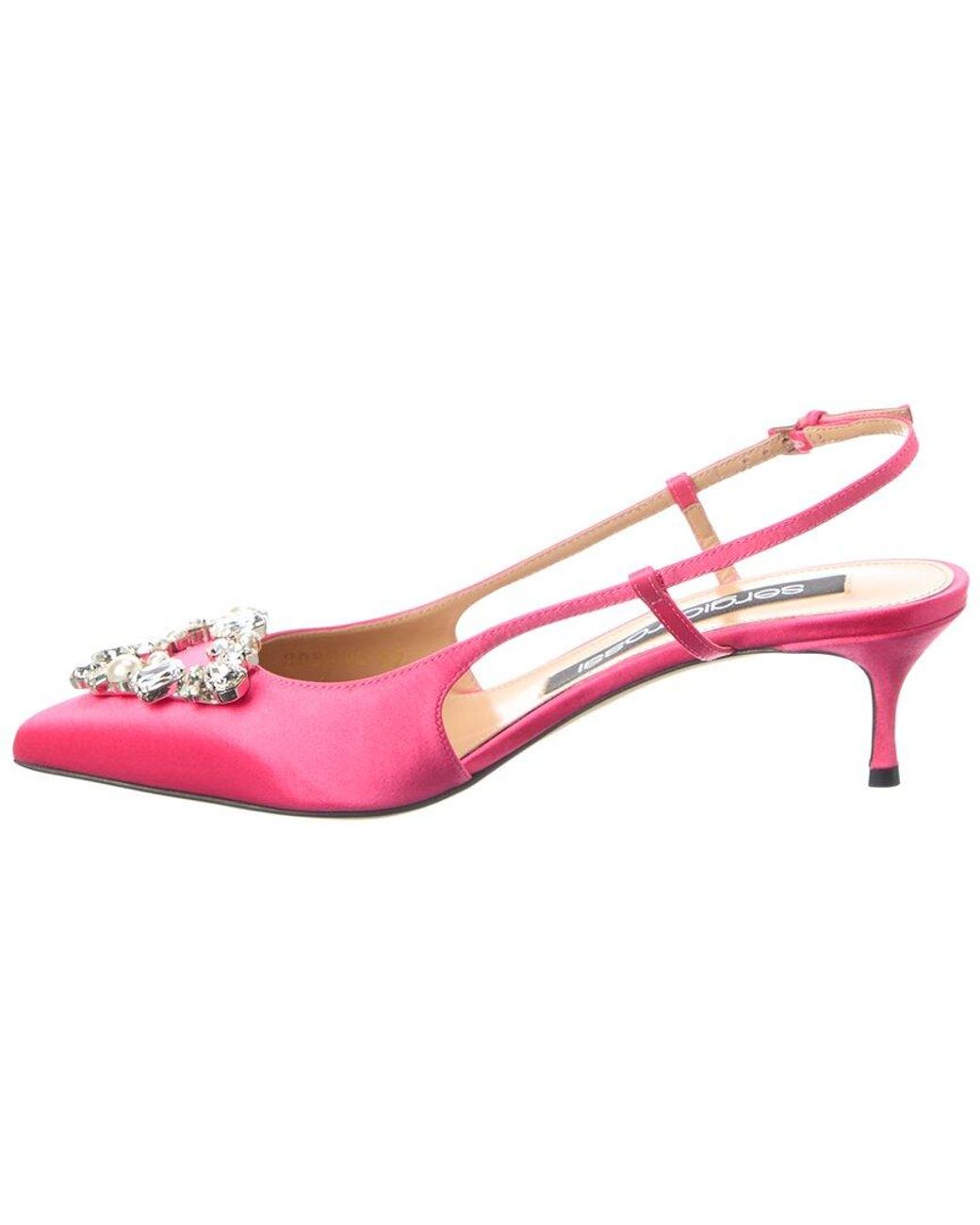 Sergio Rossi Pink Godiva Satin Slingback Pump