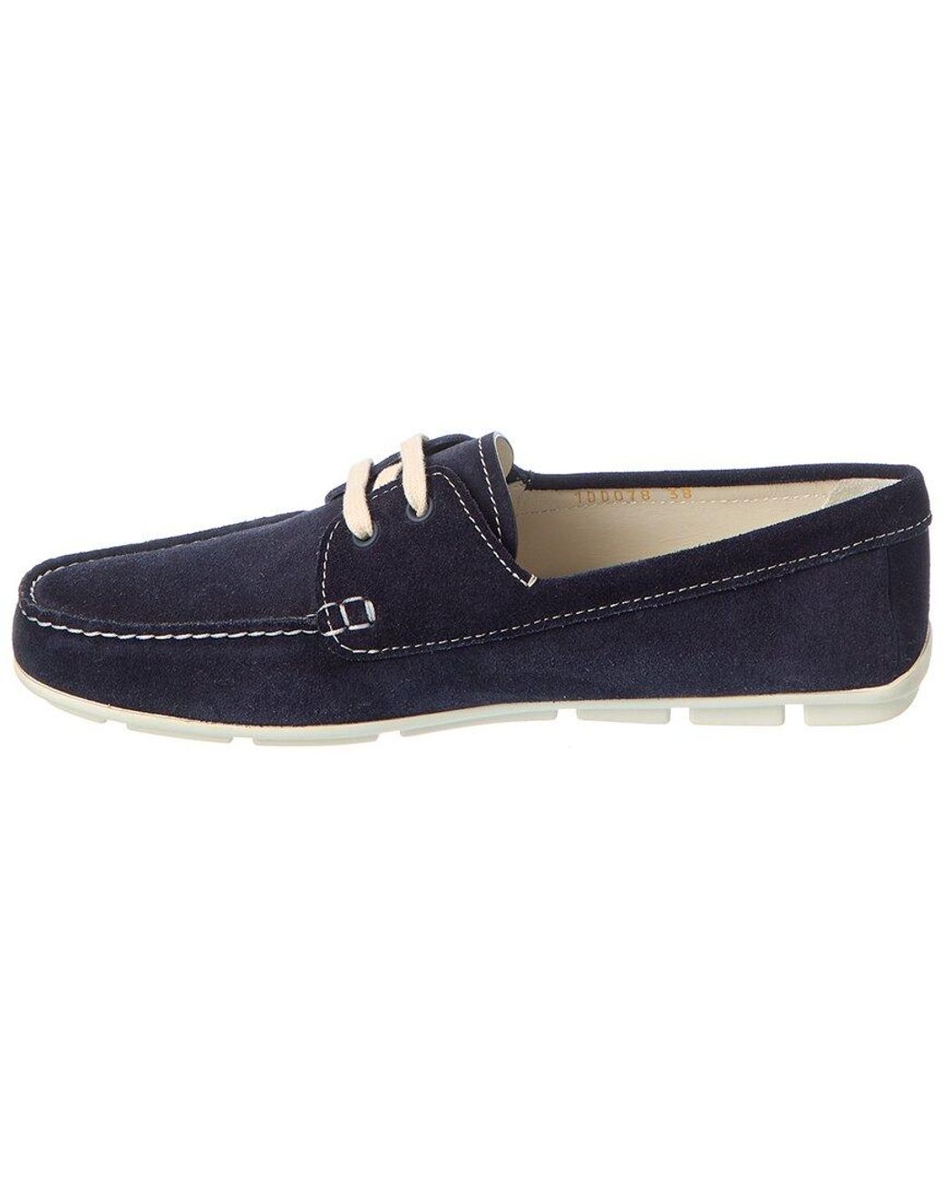 Prada Blue Embossed Suede Driving Shoe