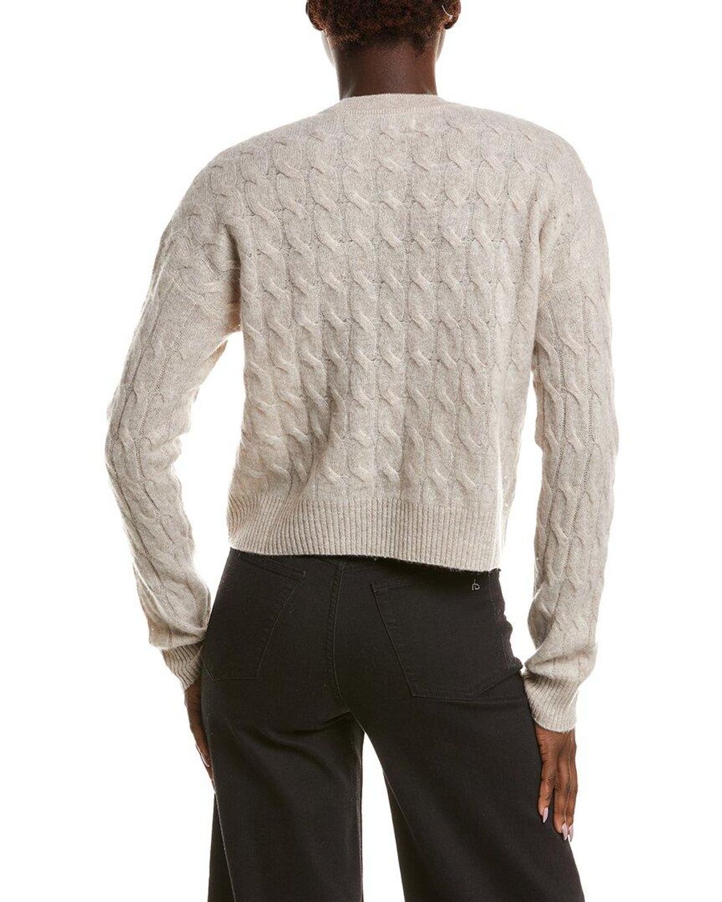 NAADAM White Cable Crewneck 100% Cashmere Sweater