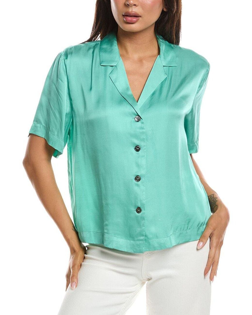FRNCH Green Chelly Woven Blouse