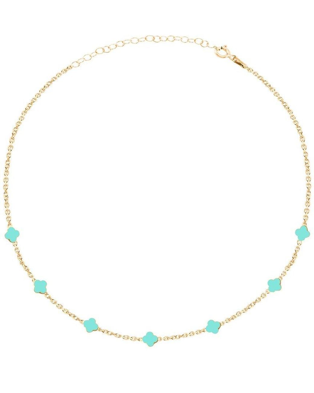 Gabi Rielle Metallic 14k Over Silver Enamel Clover Necklace