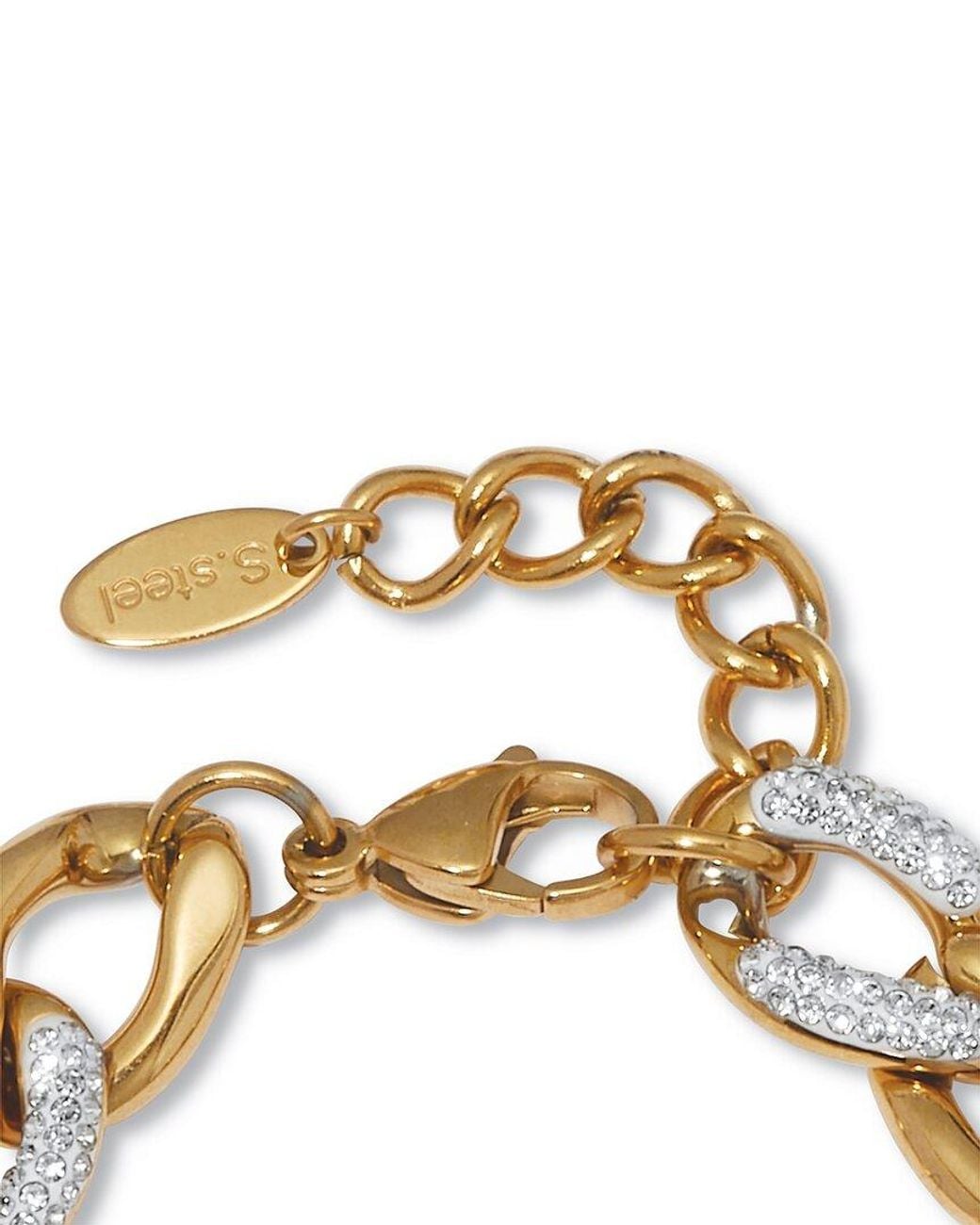 Palmbeach Jewelry Metallic Plated Stainless Steel Crystal Necklace