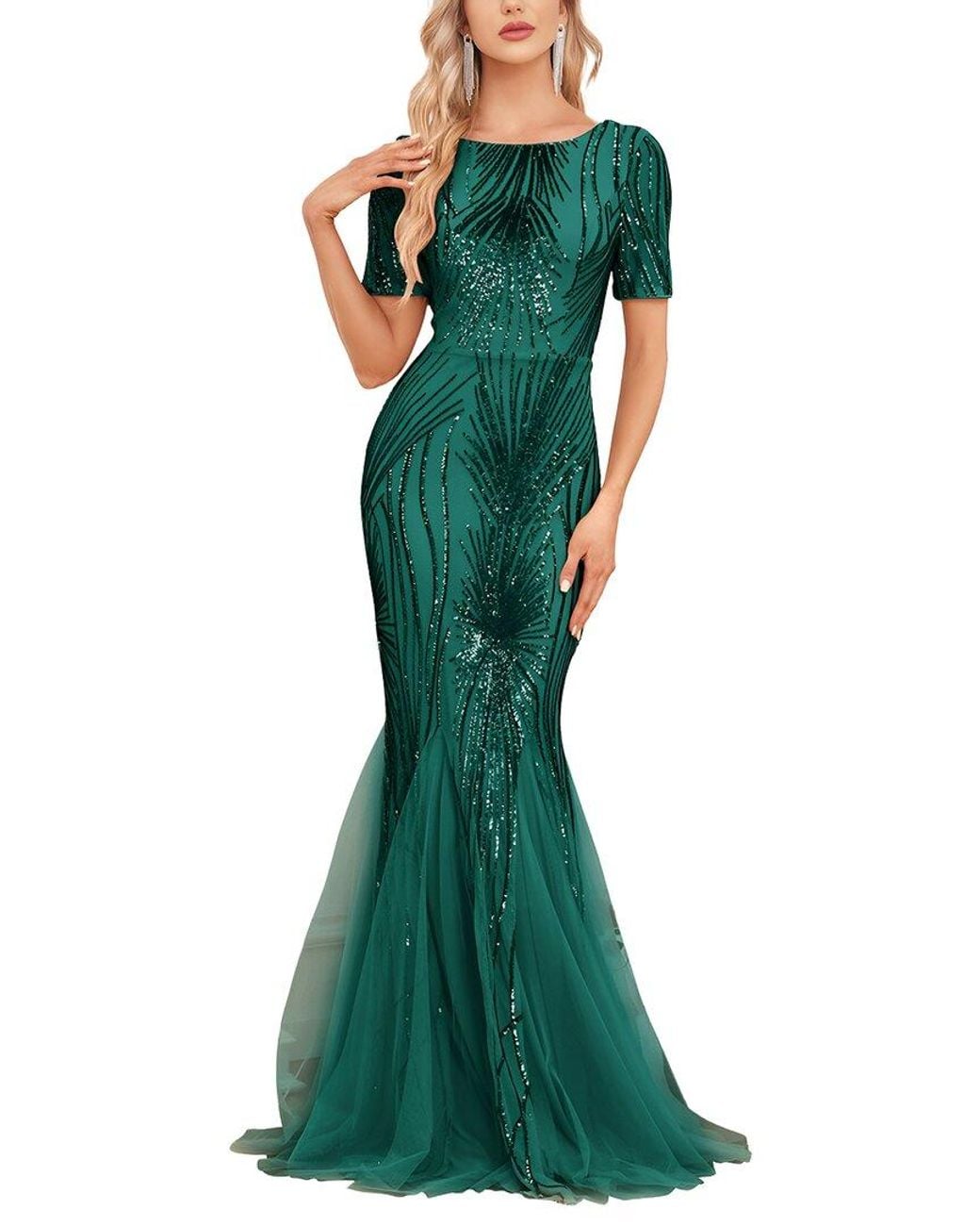 Vincent Green Embroidered Maxi Dress