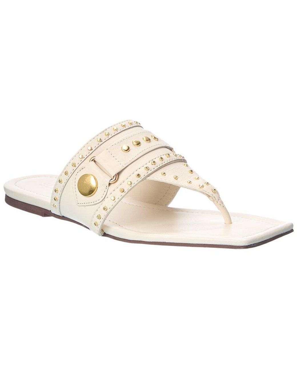 SCHUTZ SHOES White Aria Leather Thong Flat Sandal