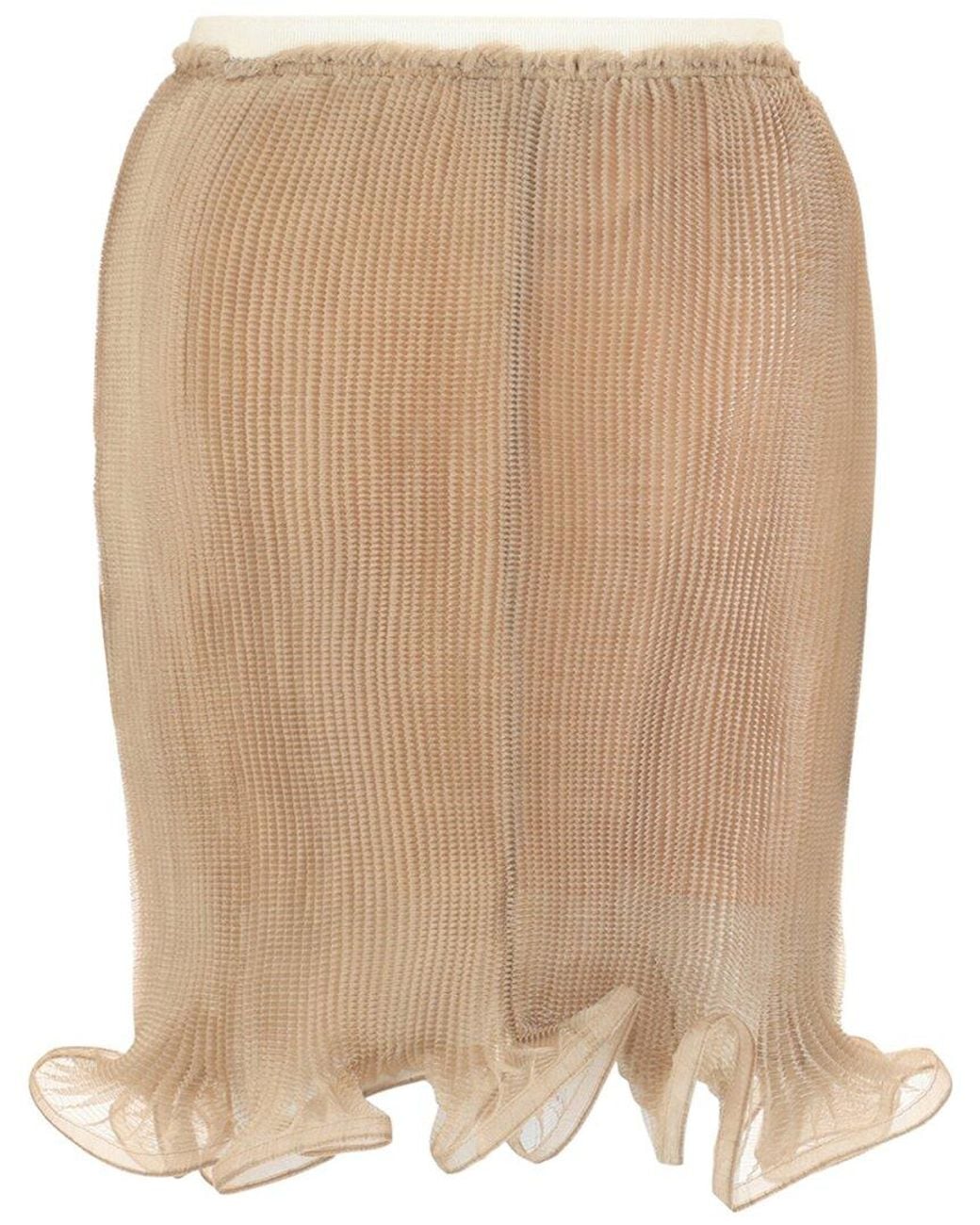 Givenchy Natural Pleated Mini Skirt W Ruffled Bot