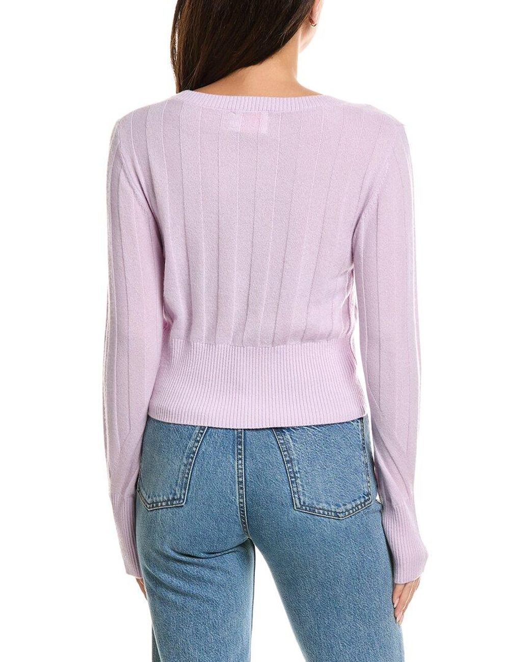 Brodie Cashmere Purple Slim Fit Rib Crewneck 100% Cashmere Sweater