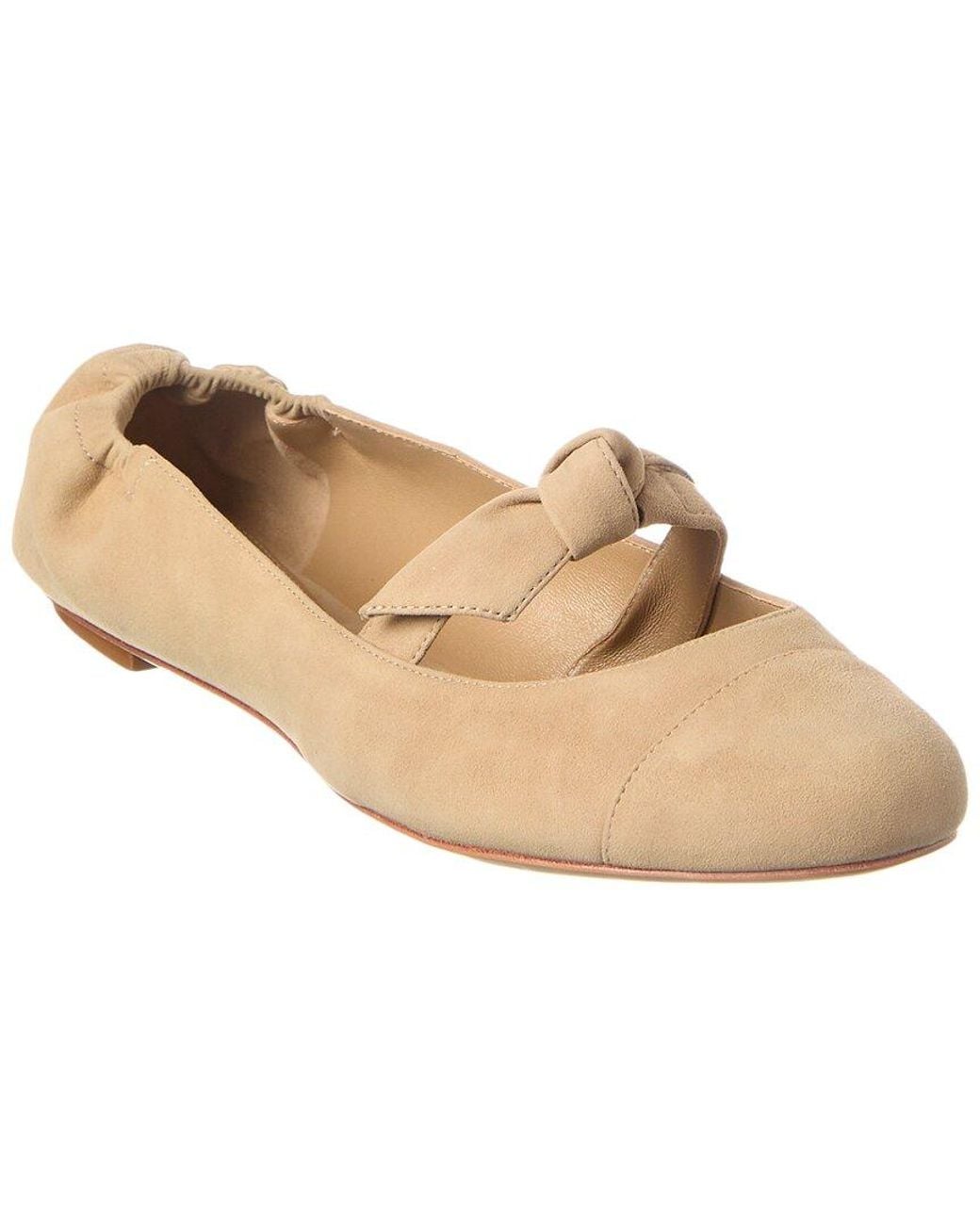 Alexandre Birman Natural Clarita Suede Ballerina Flat