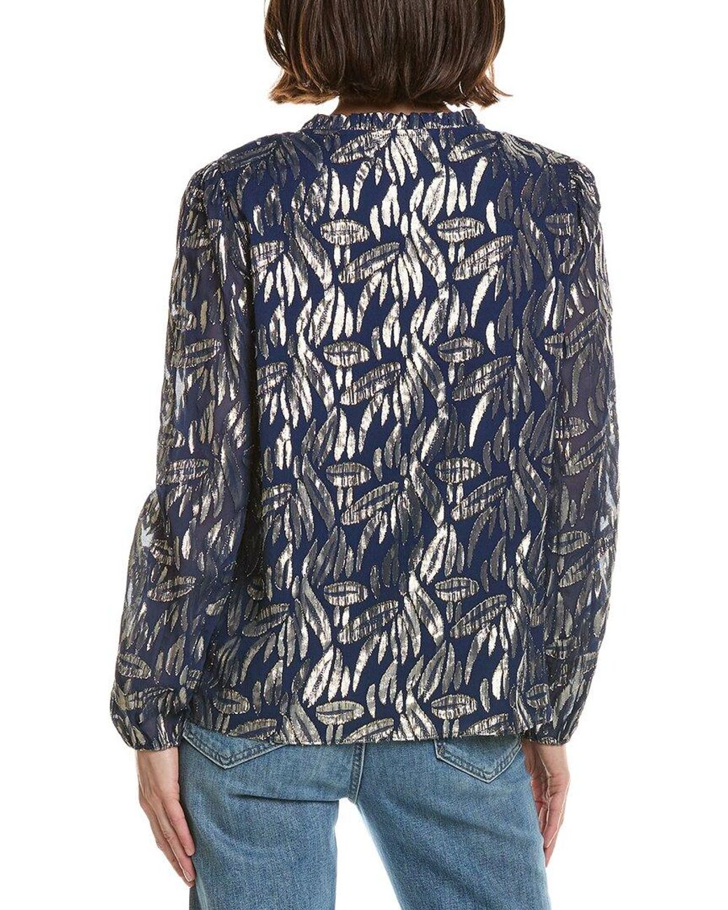 Lilly Pulitzer Blue Giana Silk-Blend Top
