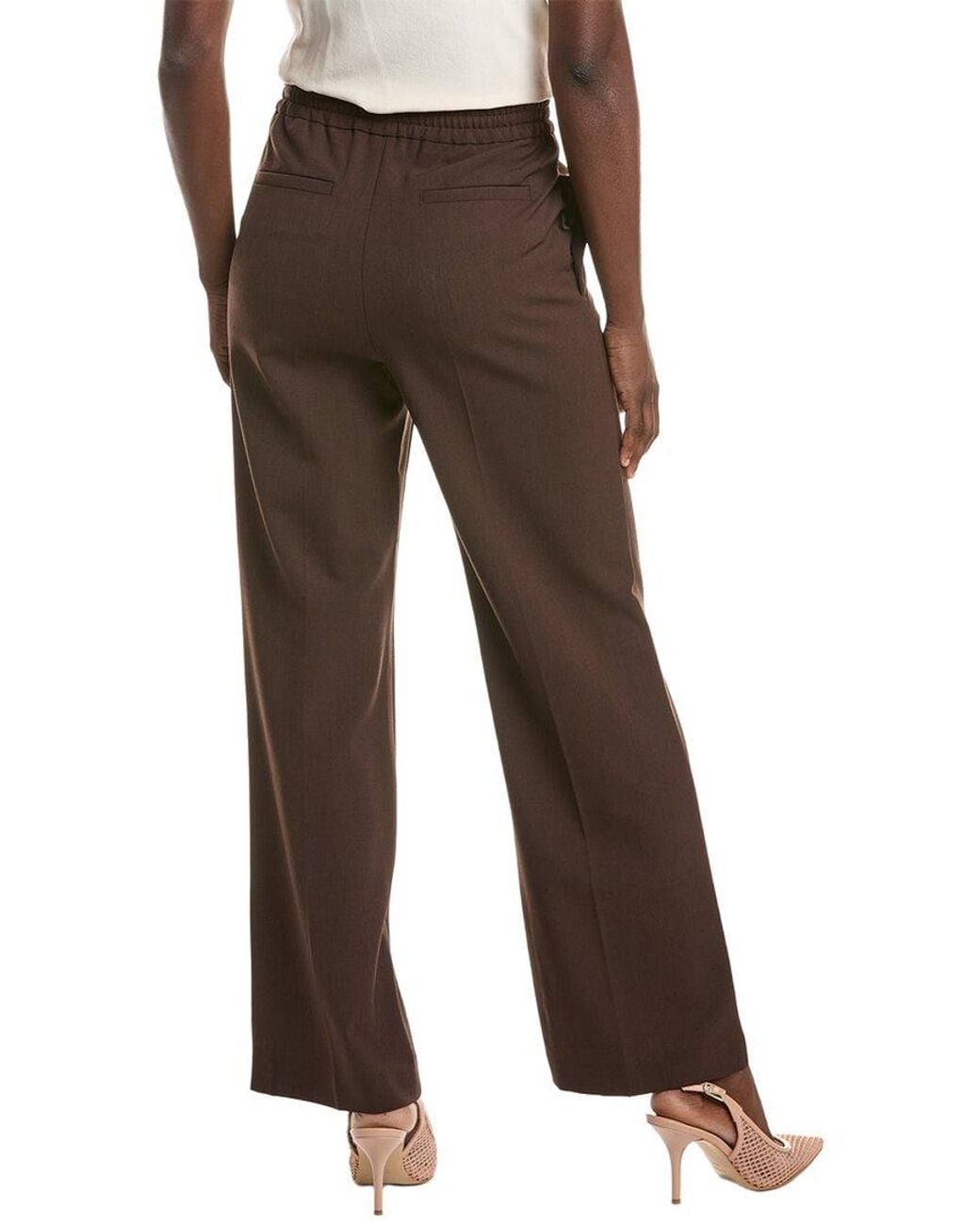 Max Mara Brown Weekend Petra Wool-Blend Long Trouser