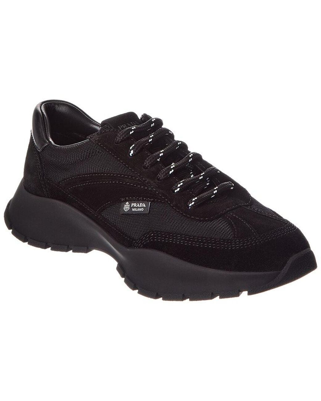 Prada Black Mesh & Suede Sneaker
