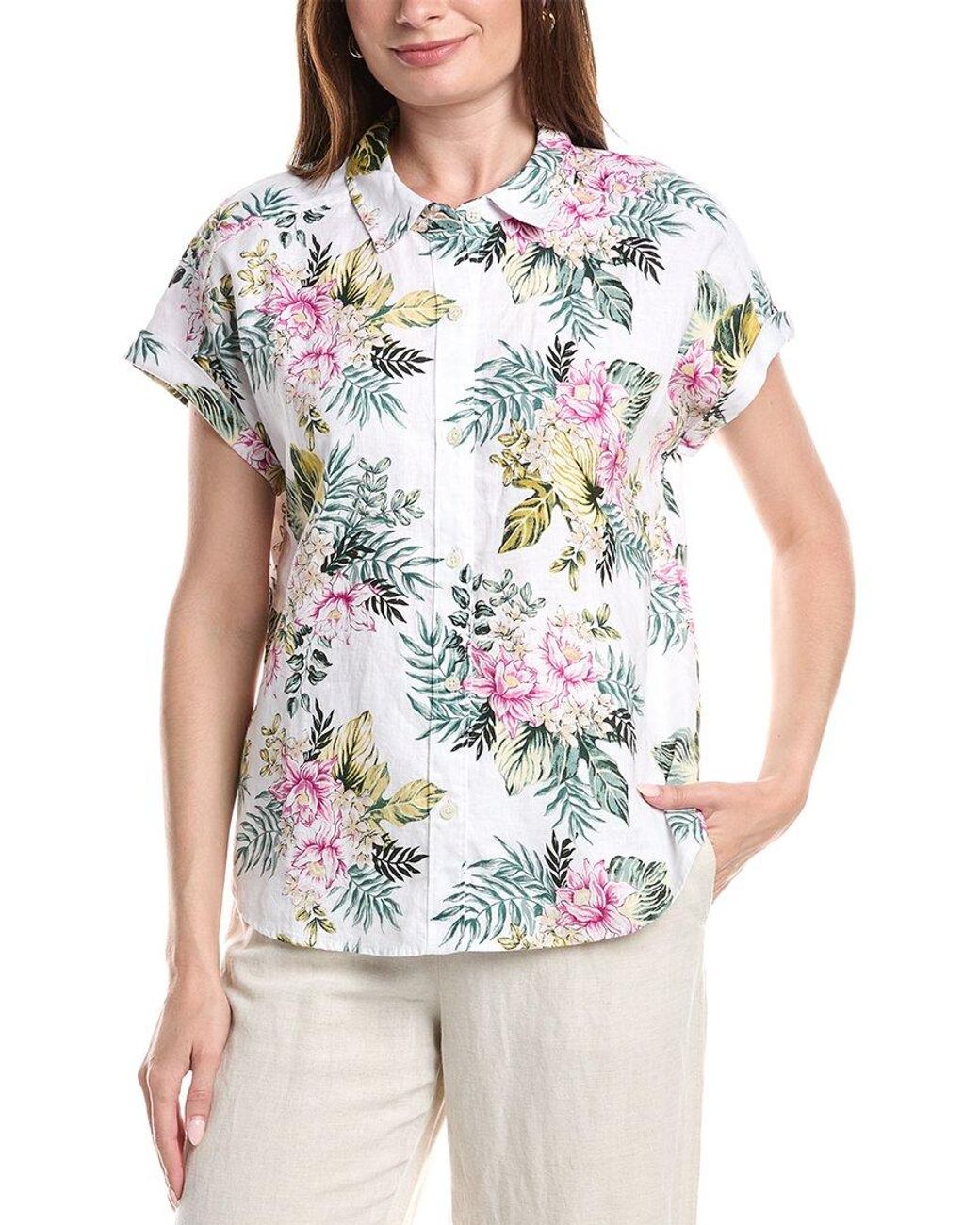 Tommy Bahama White Petal Of Luxury Linen Top