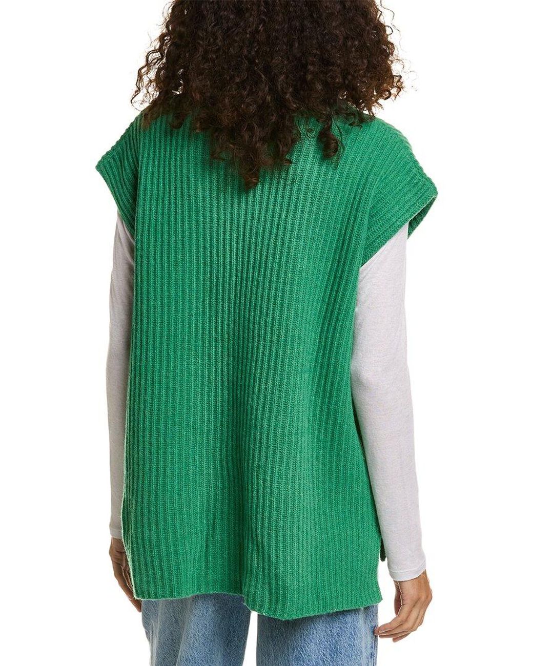 Ganni Wool-blend Sweater Vest in Green | Lyst