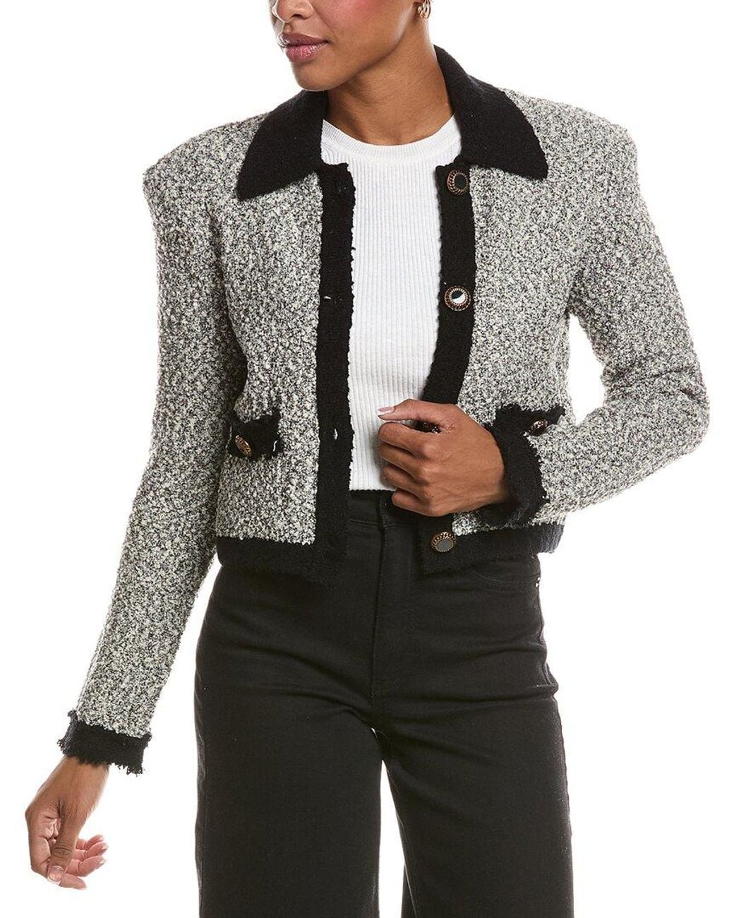 L'Agence Black Arielle Collared Jacket