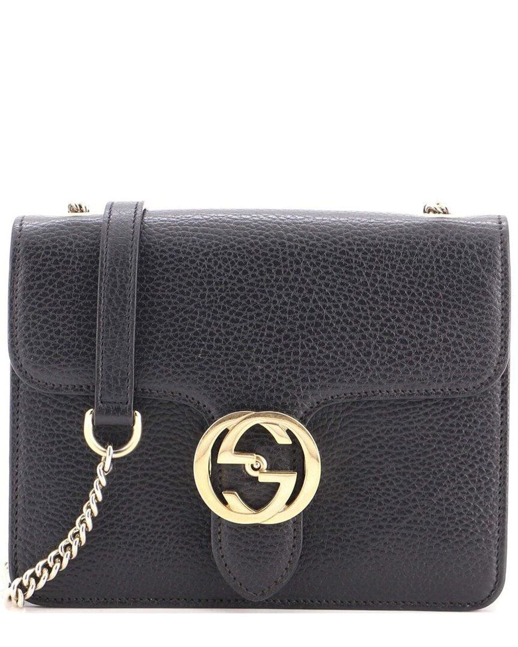Gucci Black Leather Interlocking Shoulder Bag Small (Authentic Pre-Loved)