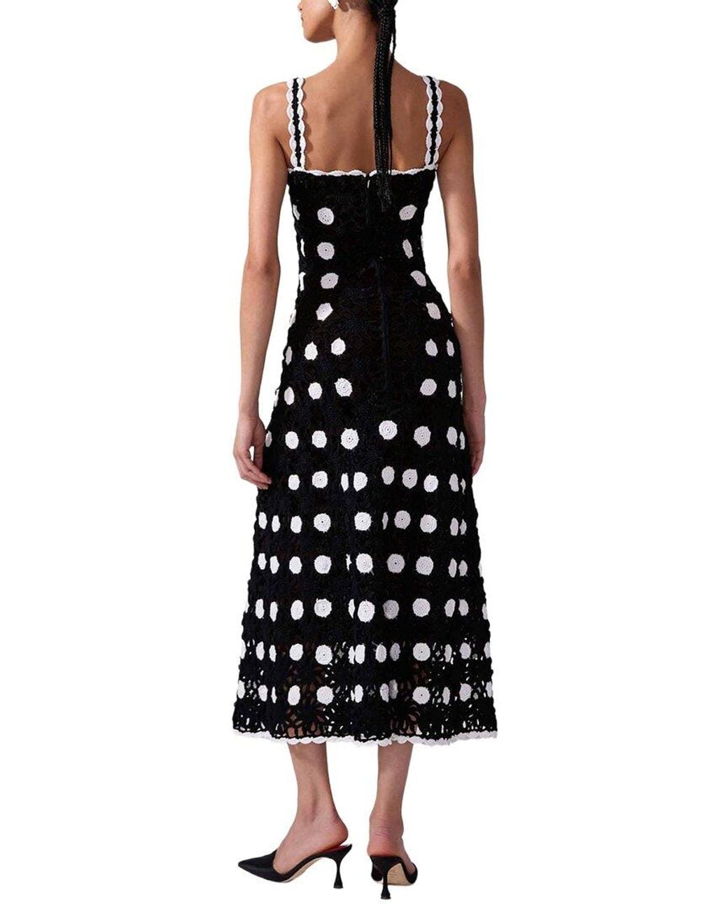 Carolina Herrera Black Crocheted Midi Dress