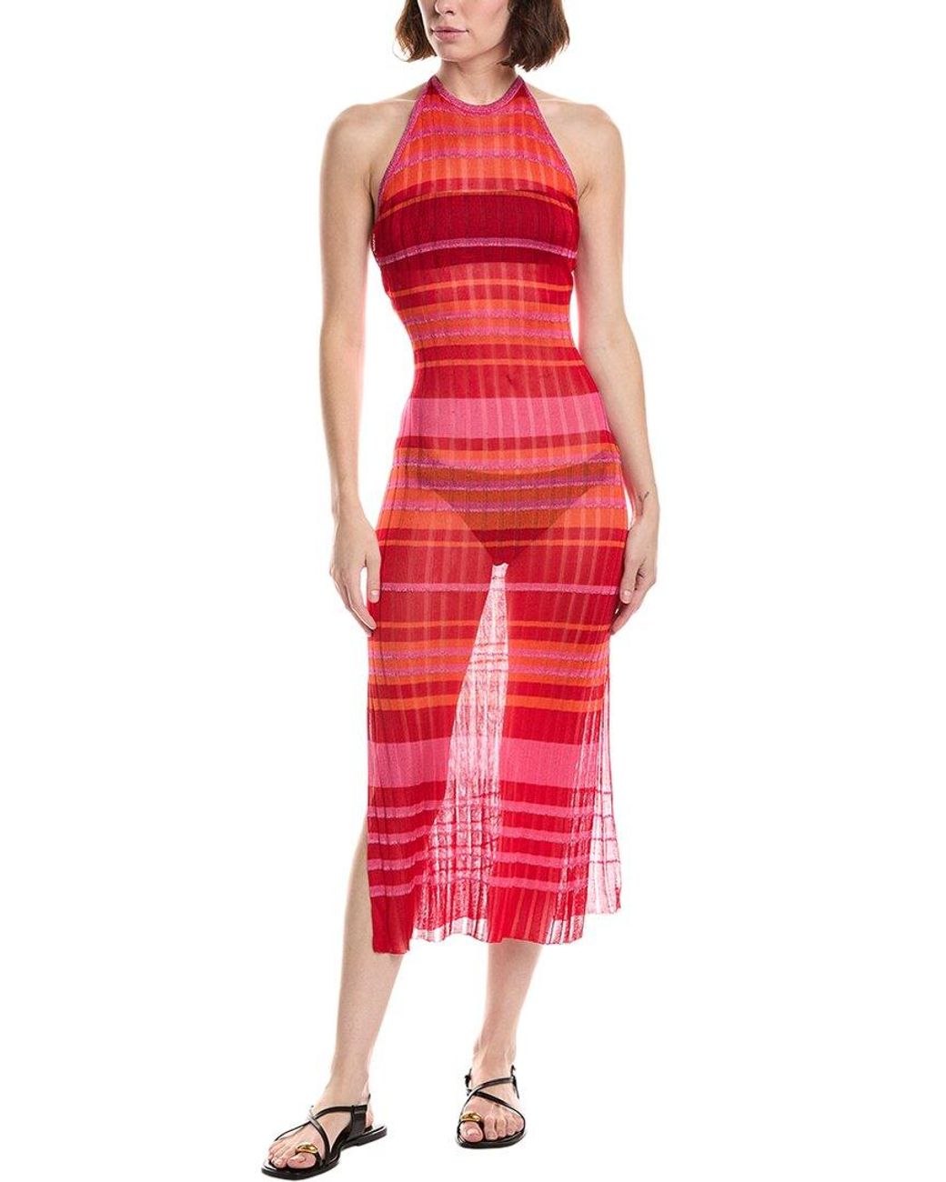 MILLY Red Variegated Stripe Dress