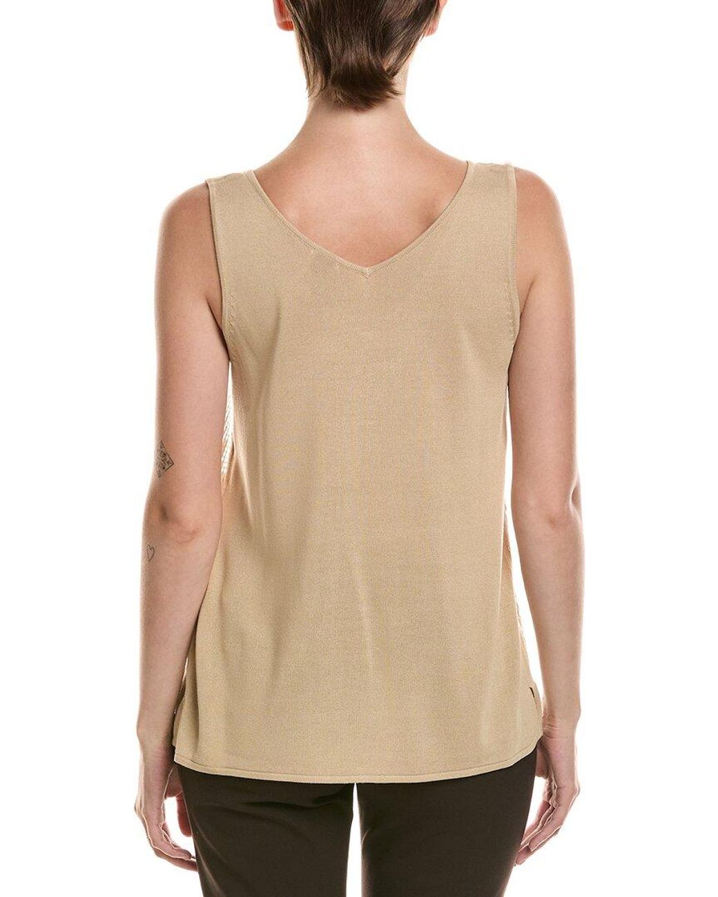 Anne Klein Natural Sequins V-Neck Tank
