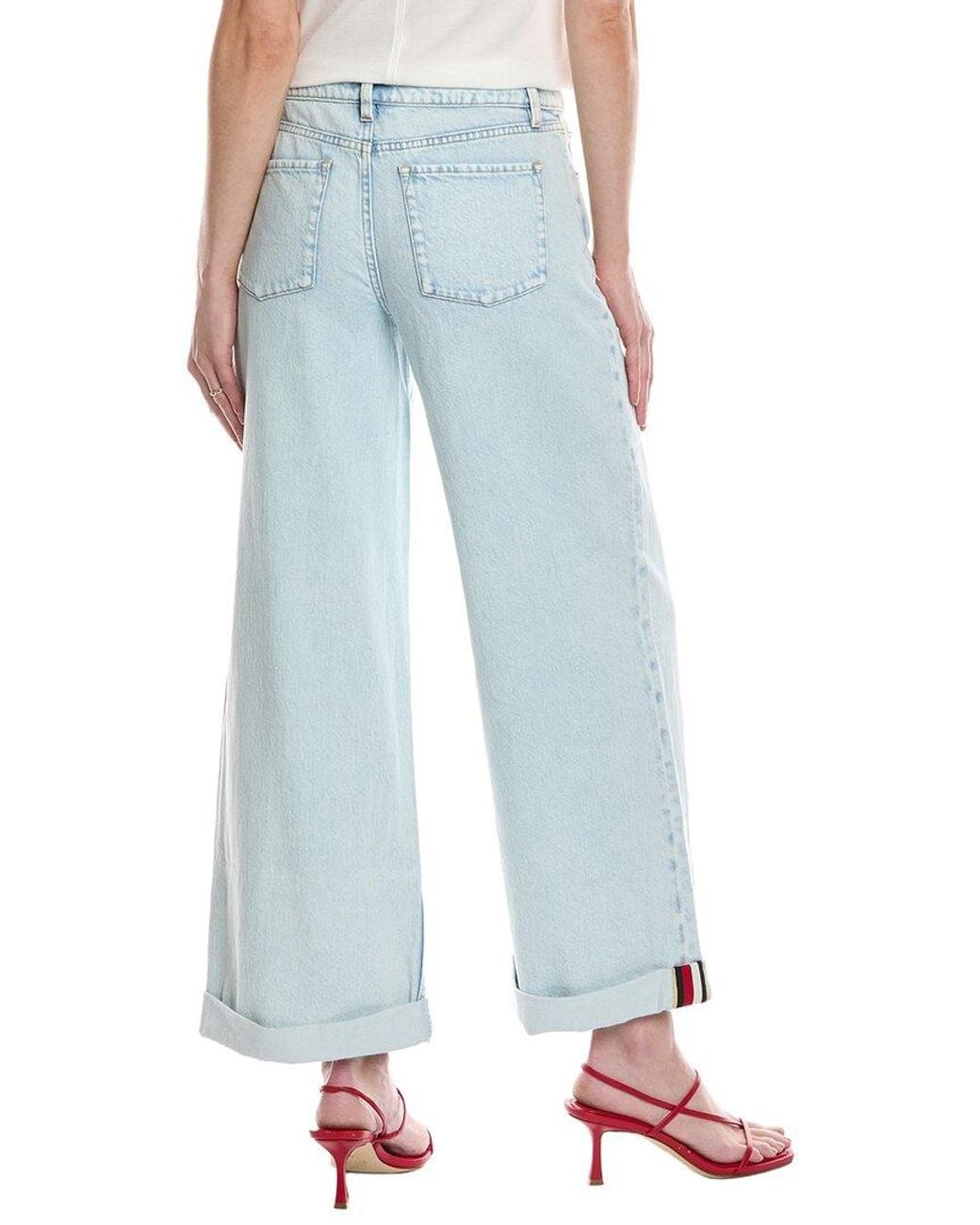 Alice + Olivia Blue Duncan Roll Cuff Boyfriend Jean