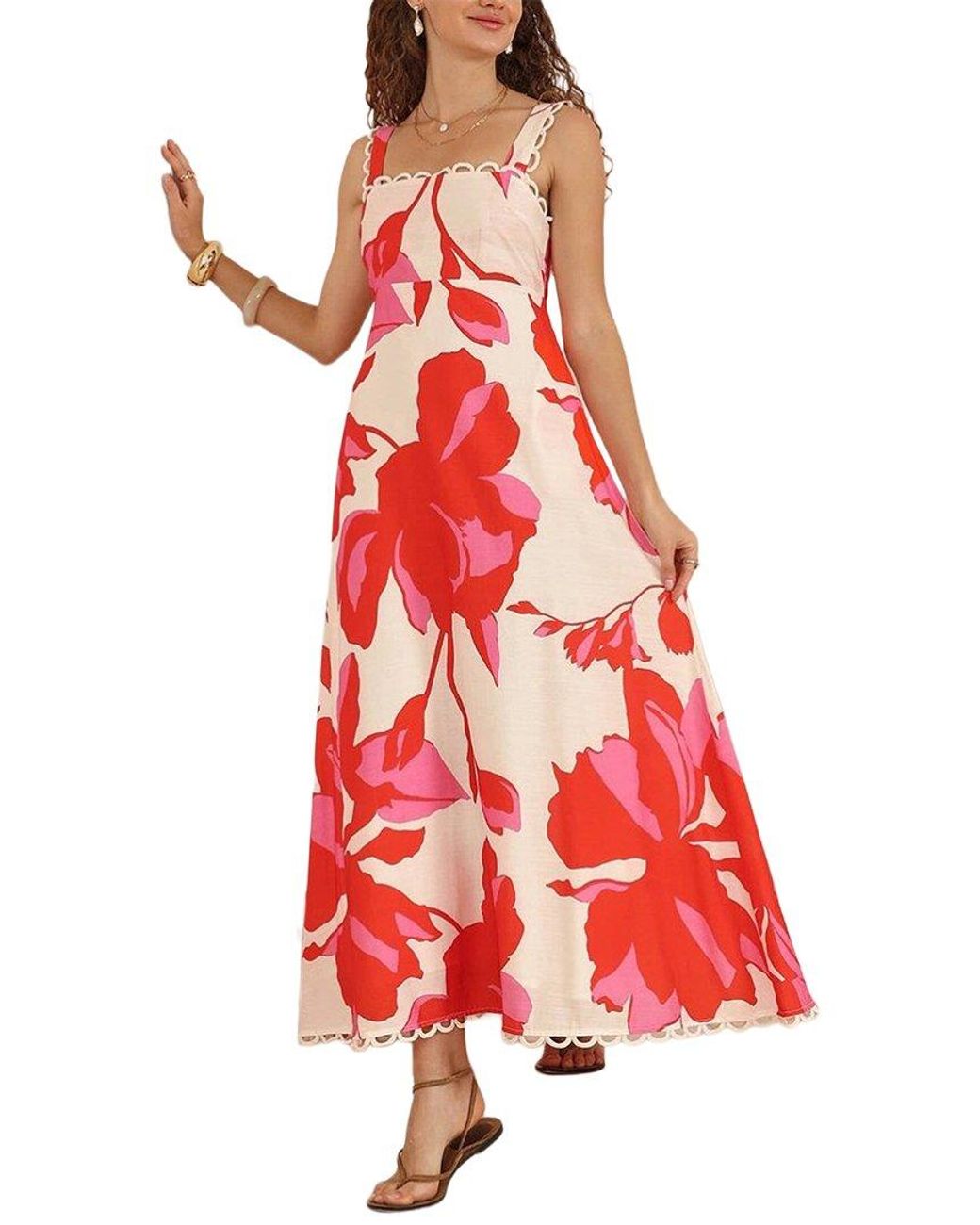 LOEY Red Printed Maxi Dress