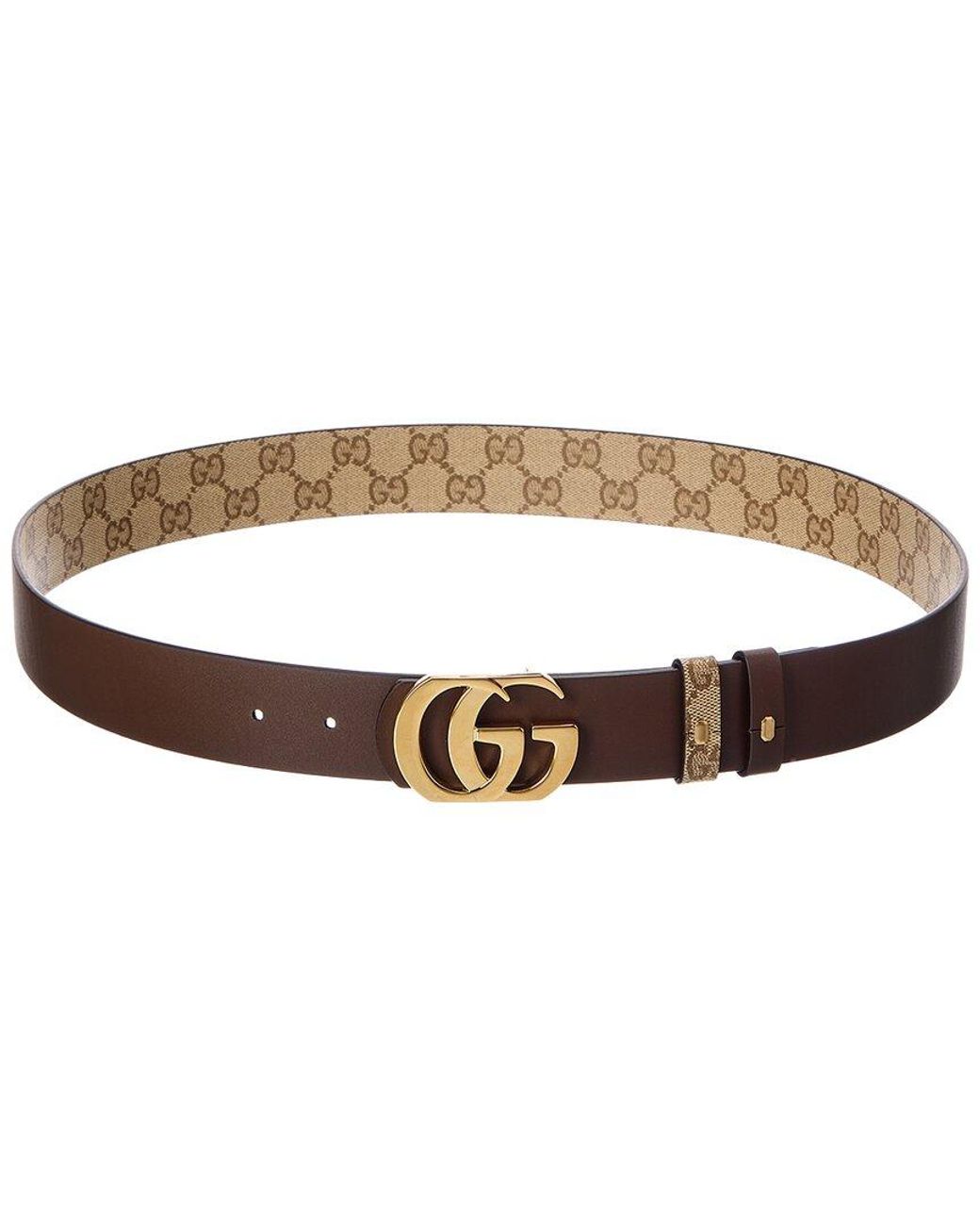 Gucci Brown Reversible Gg Coated Canvas & Leather Belt for men