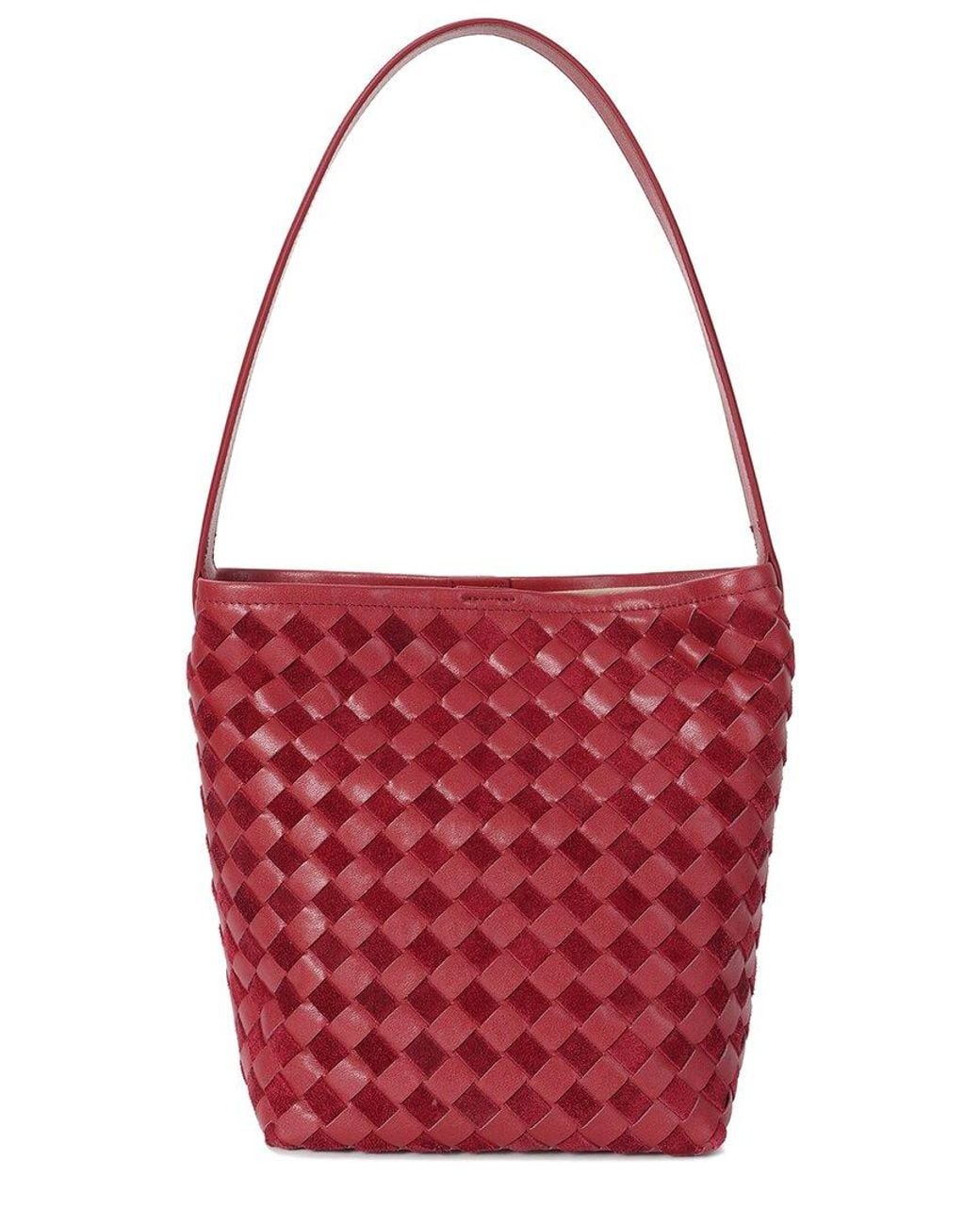 Tiffany & Fred Paris Red Woven Leather Shoulder Bag
