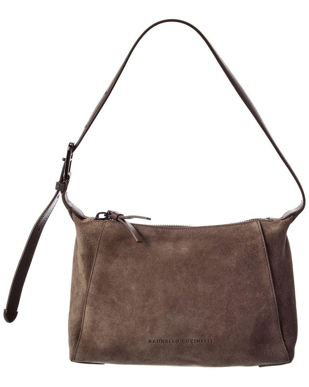 Brunello Cucinelli Brown Suede Shoulder Bag
