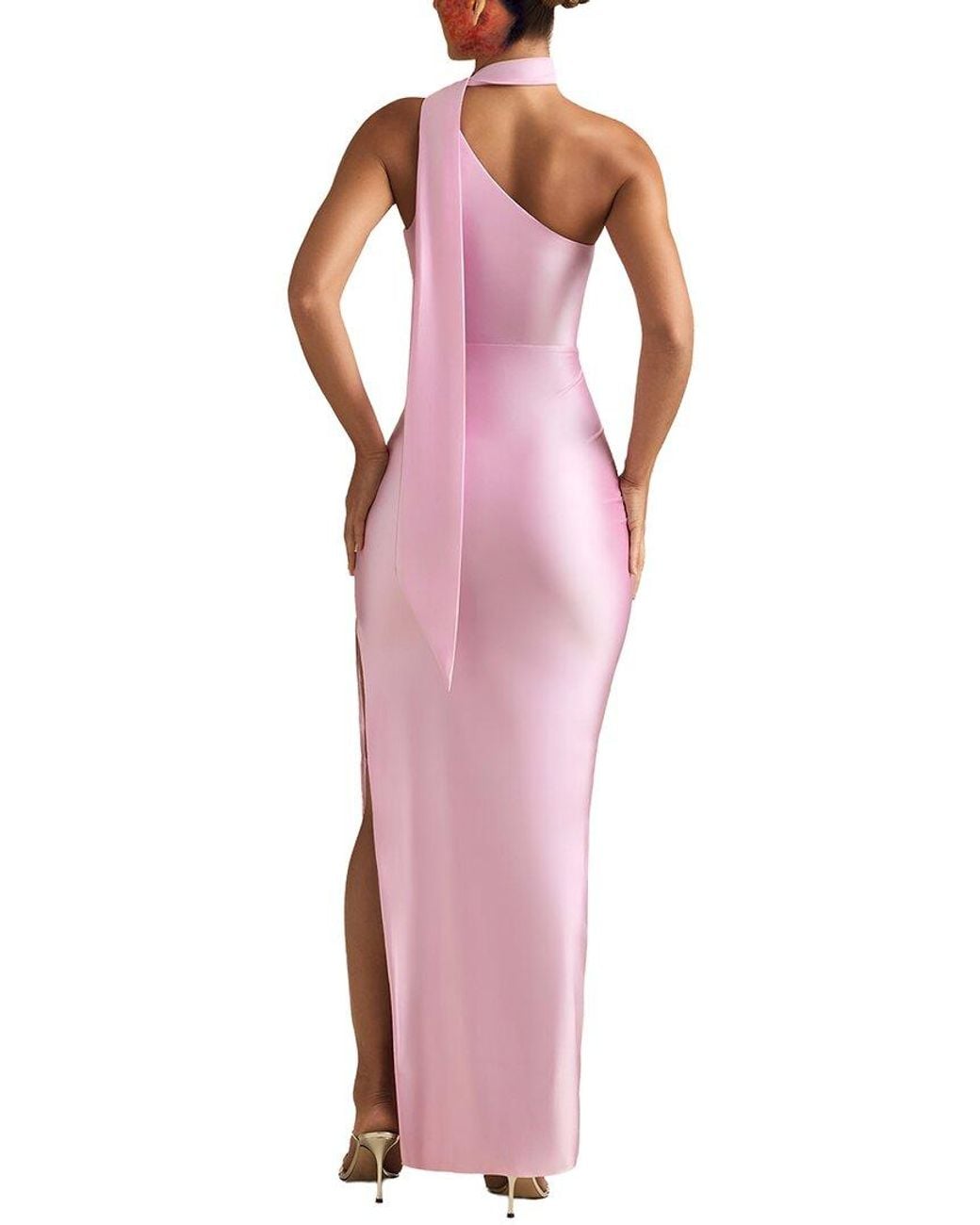 LOEY Red One-Shoulder Embellished Maxi Dress