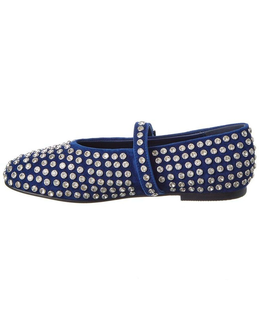 Tiffany & Fred Paris Blue Bedazzled Suede Flat