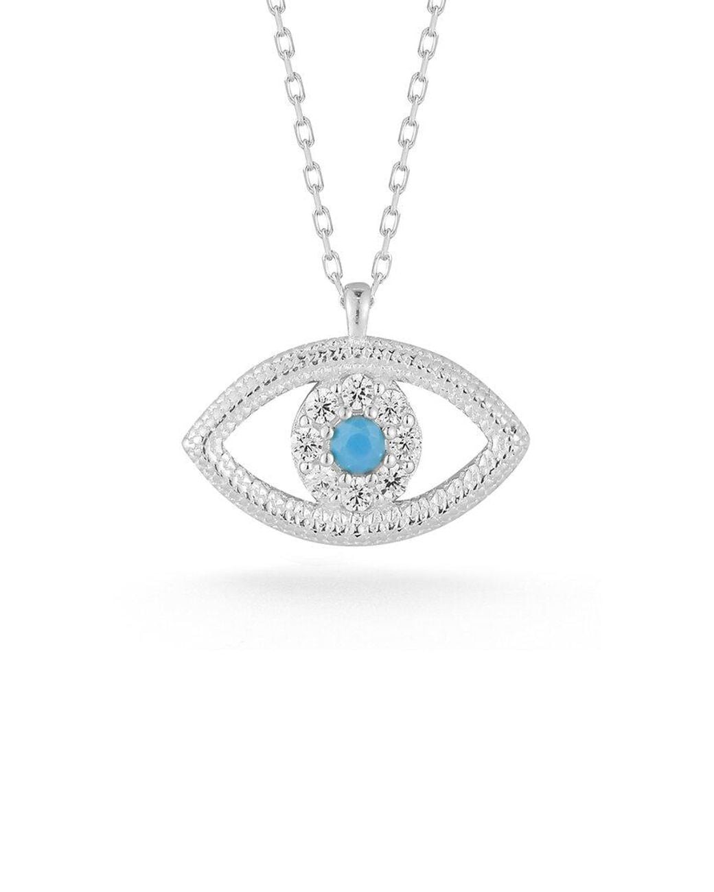 Sphera Milano White Silver Cz Evil Eye Necklace