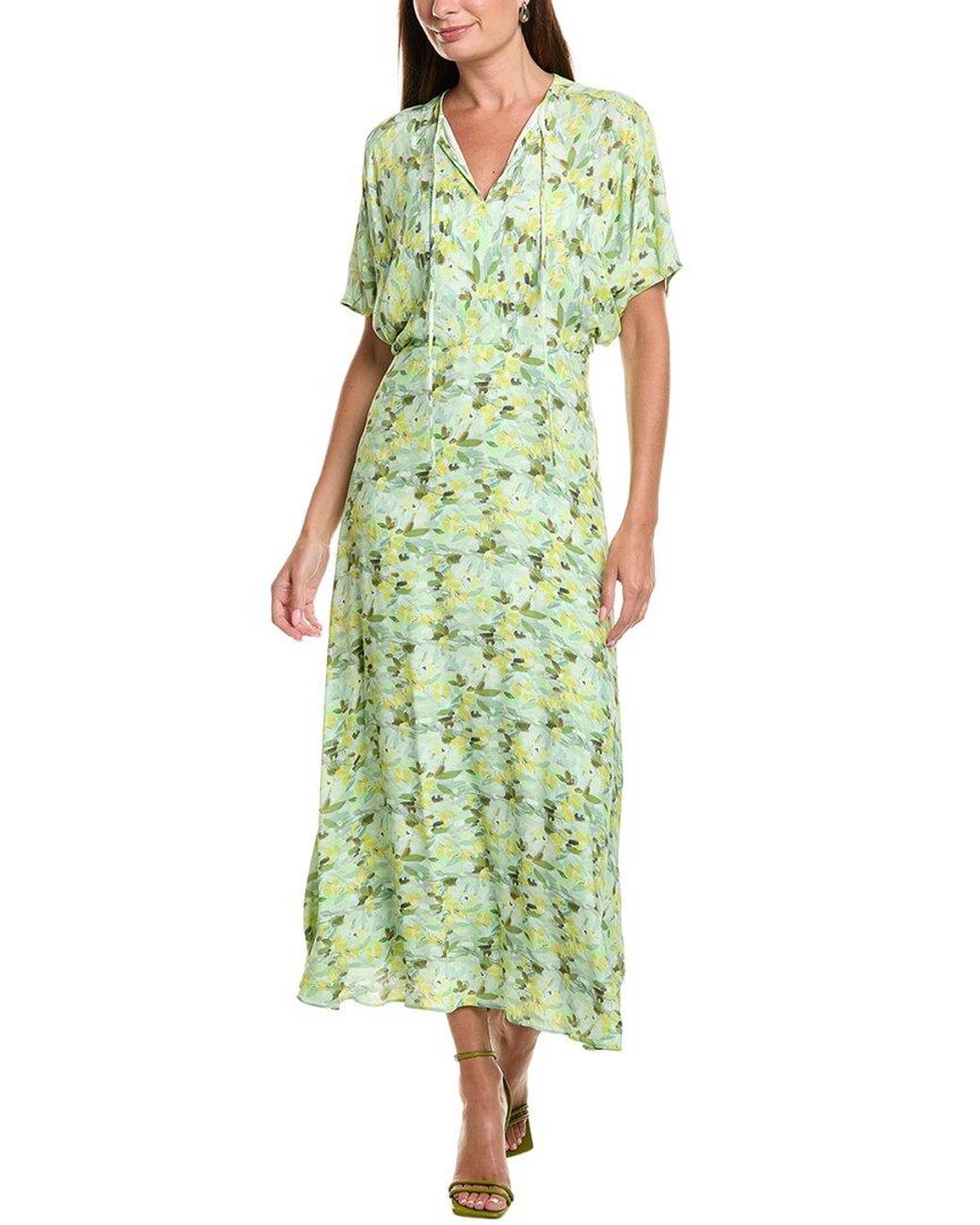 Teri Jon Green Chiffon Ditsy Print Raglan Sleeve Maxi Dress