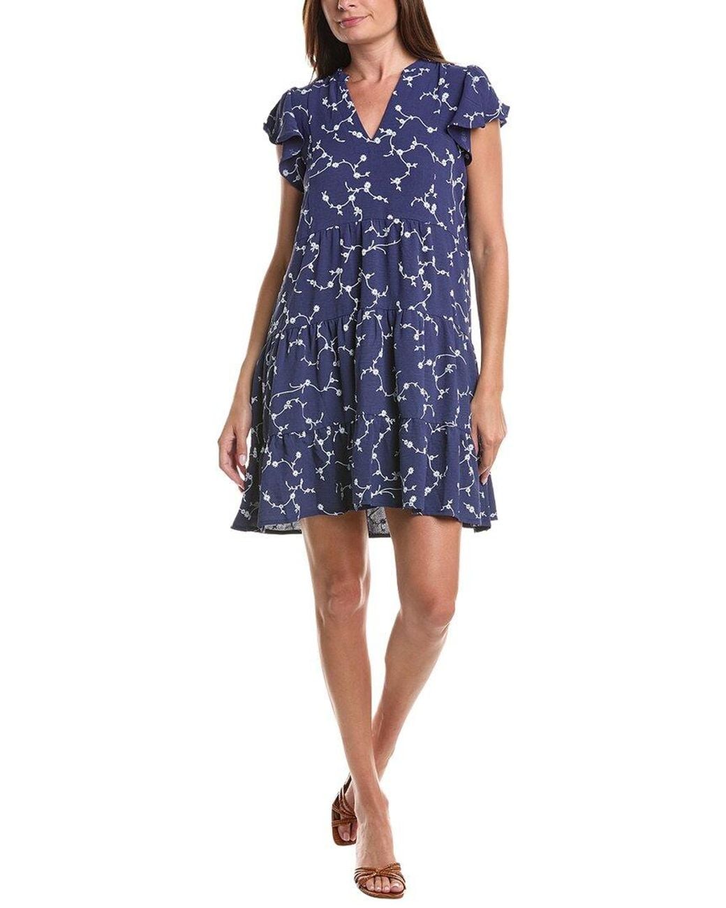 Cece Blue Ruffle Tiered Dress