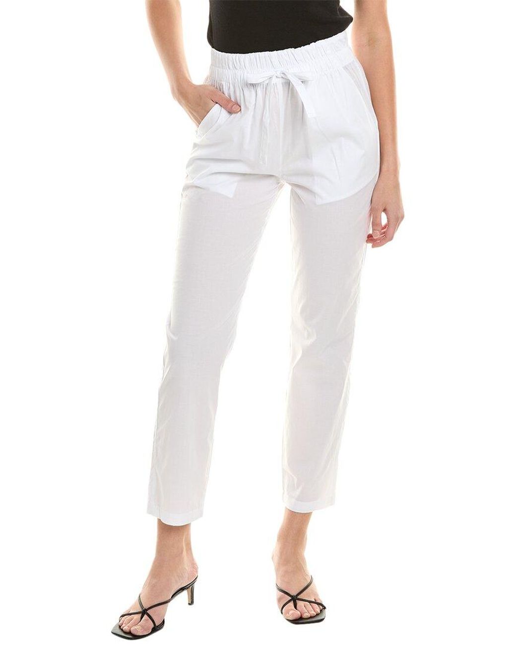 Alpha Studio White Drawstring Pant