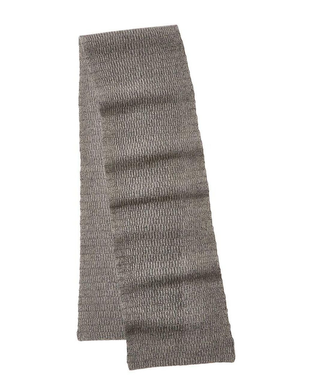 Portolano Gray Ribbed Wool & Cashmere-Blend Scarf for men