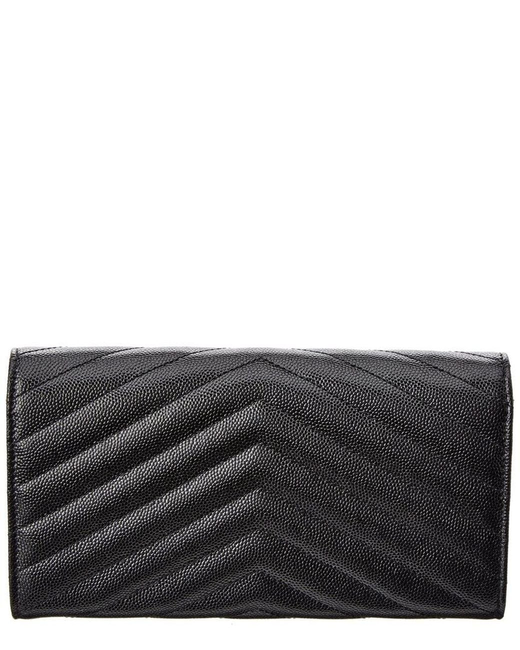 Saint Laurent Black Large Monogram Matelasse Leather Continental Wallet