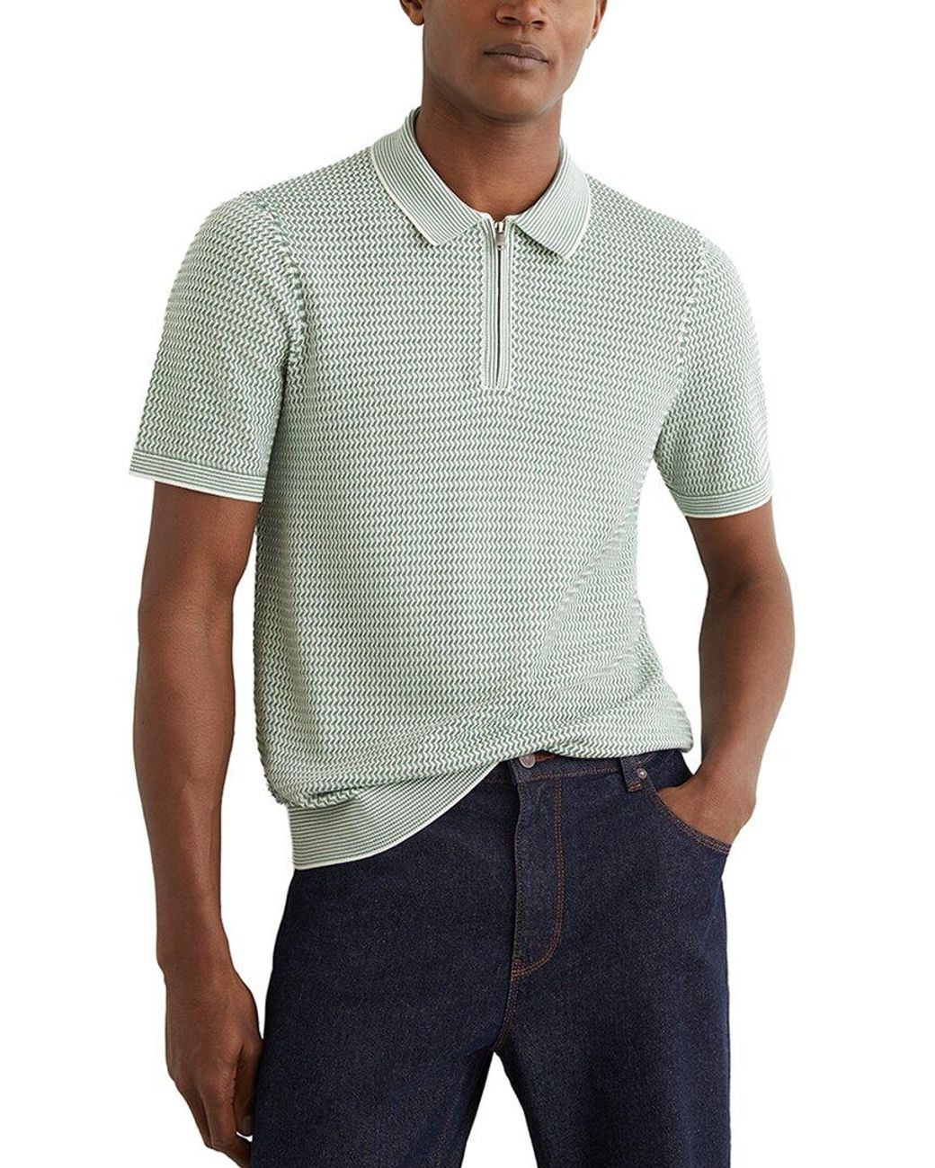 Reiss Green Brink Half Zip Texture Sweater for men