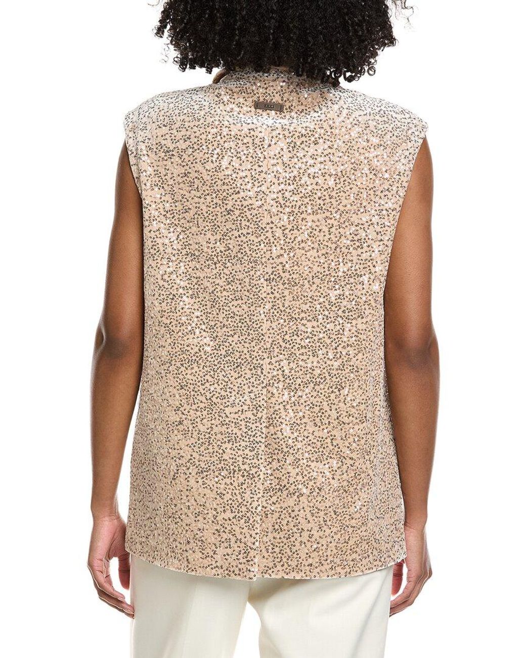 Peserico Natural Velvet Sequin Silk-Blend Waistcoat