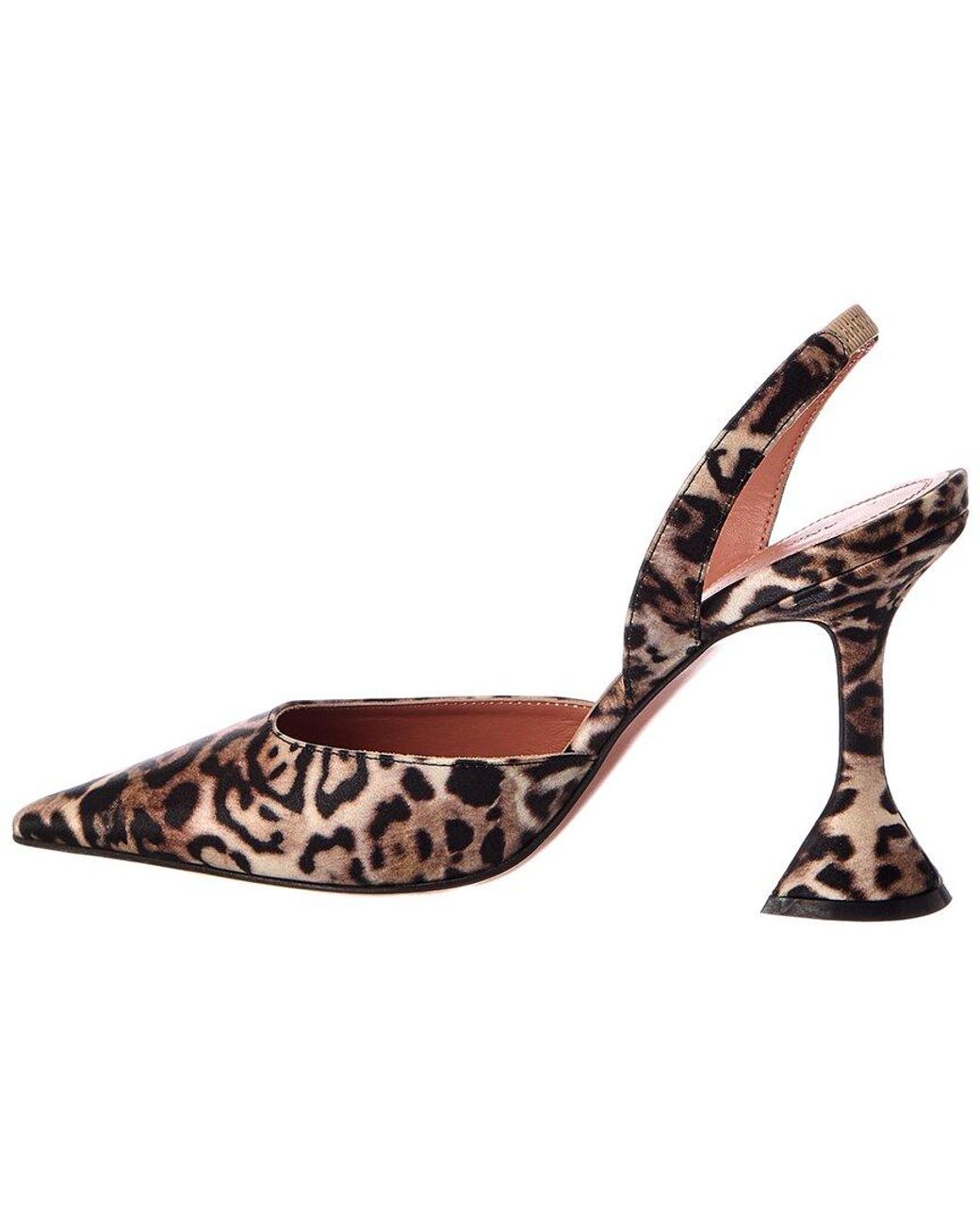 AMINA MUADDI Brown Holli Satin Slingback Pump