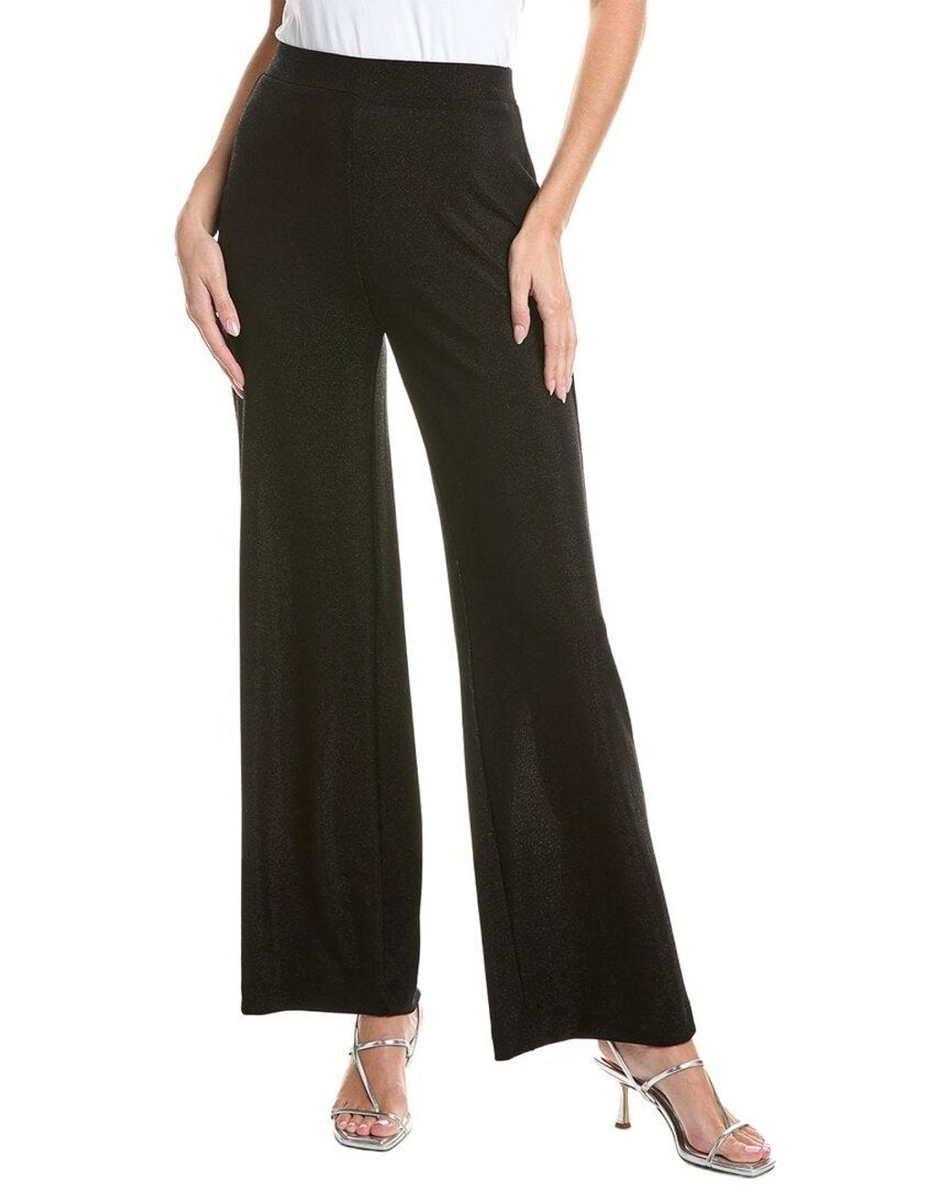 Halston Heritage Black Wide Leg Metallic Pant