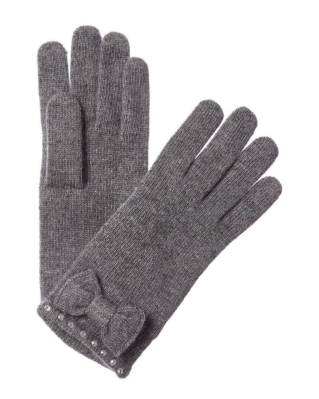 Portolano Gray Bow & Stones Cashmere-Blend Gloves