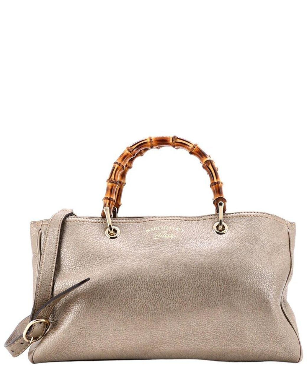 Gucci Brown Leather Bamboo Shopper Tote Medium (Authentic Pre-Loved)