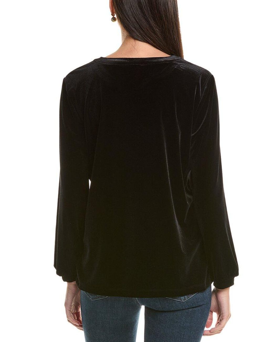 Jones New York Black Embroidered Velvet Top